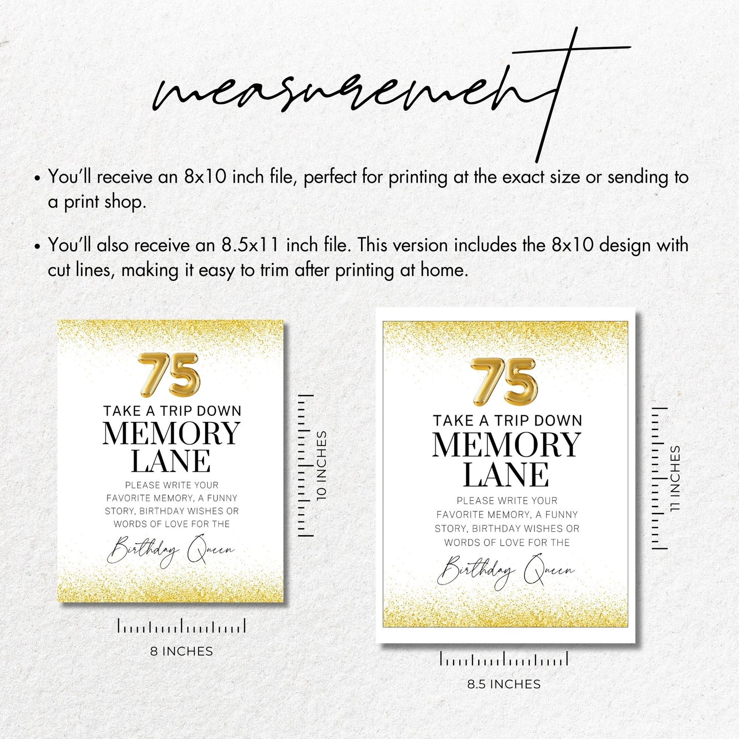Take a Trip Down to Memory Lane Sign - 75th Birthday Sign
