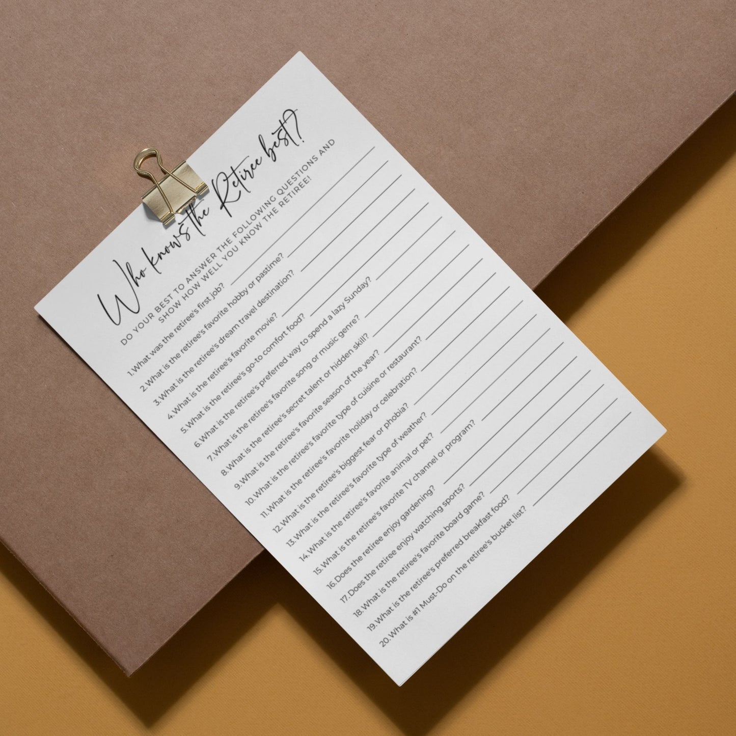 How Well Do You Know the Retiree Printable Game