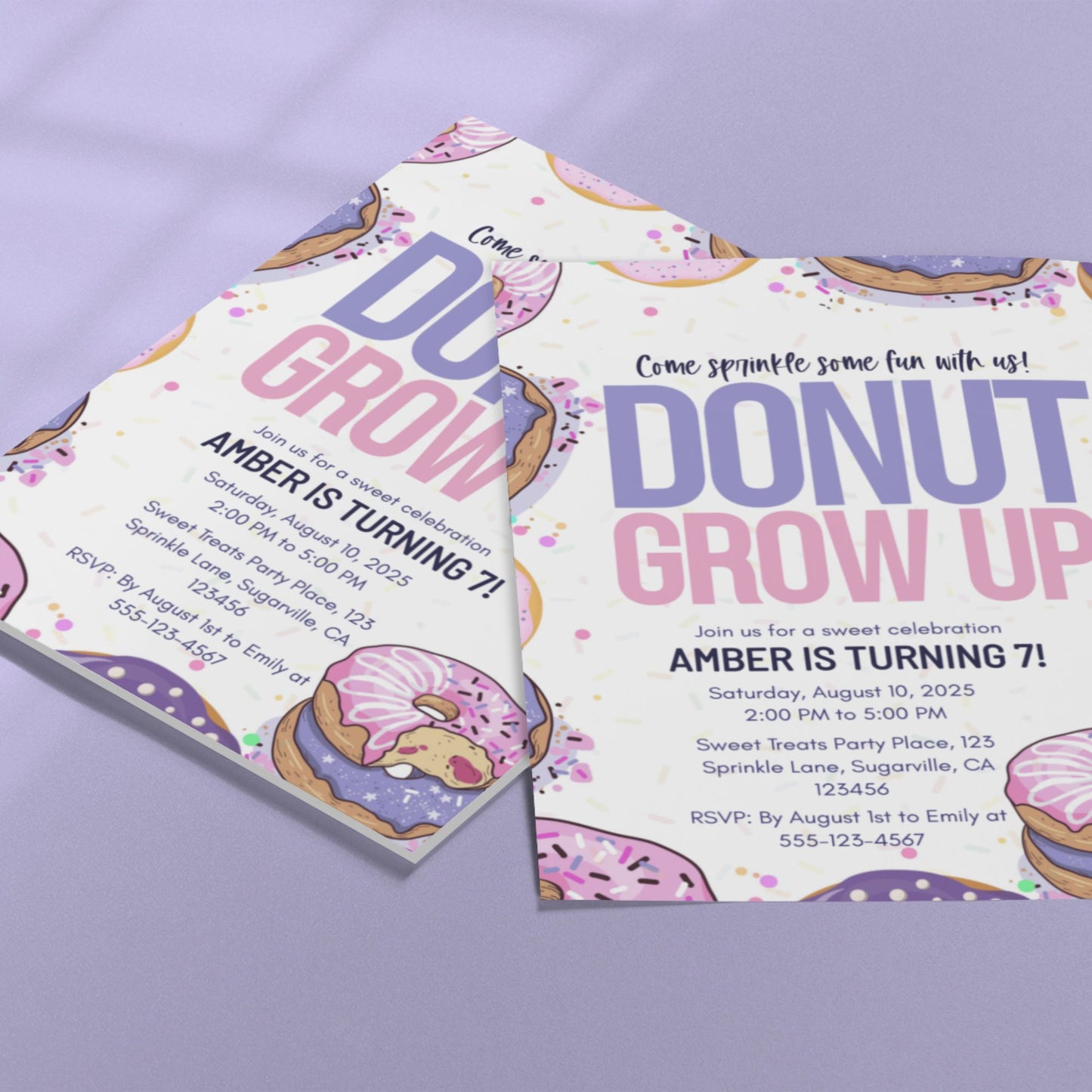 Donut Birthday Invitation Editable Donut Grow Up Party Invite Corjl Template Instant Download