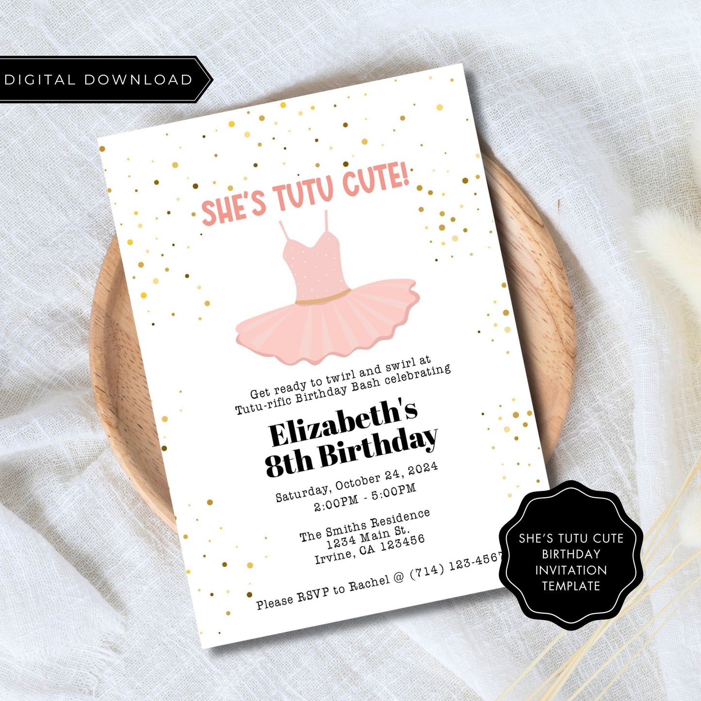 She's Tutu Cute Birthday Invitation Template