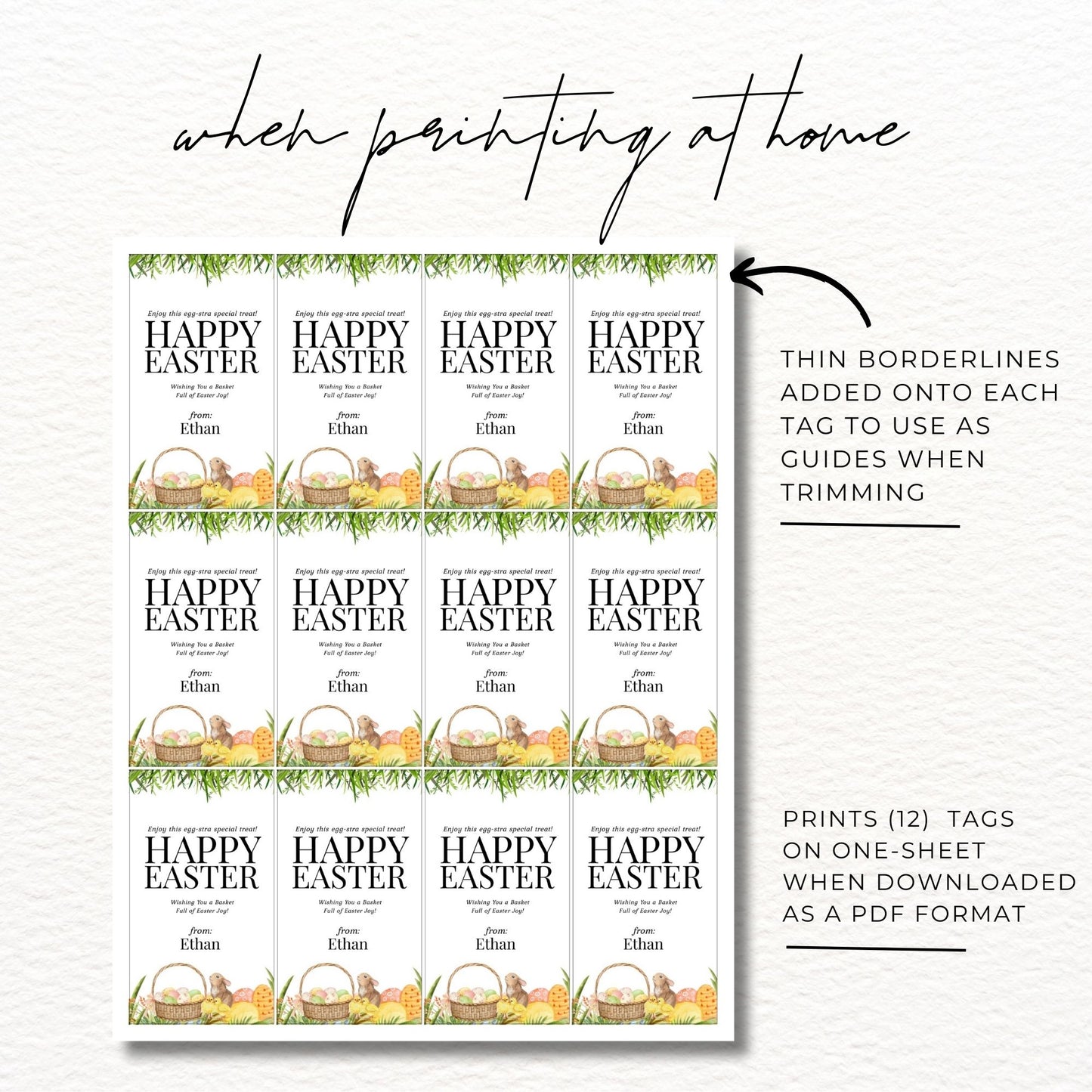 Editable Easter Gift Tag Template 2x3.5