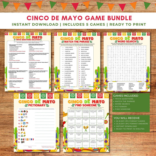 Cinco de Mayo Game Bundle Printable Game