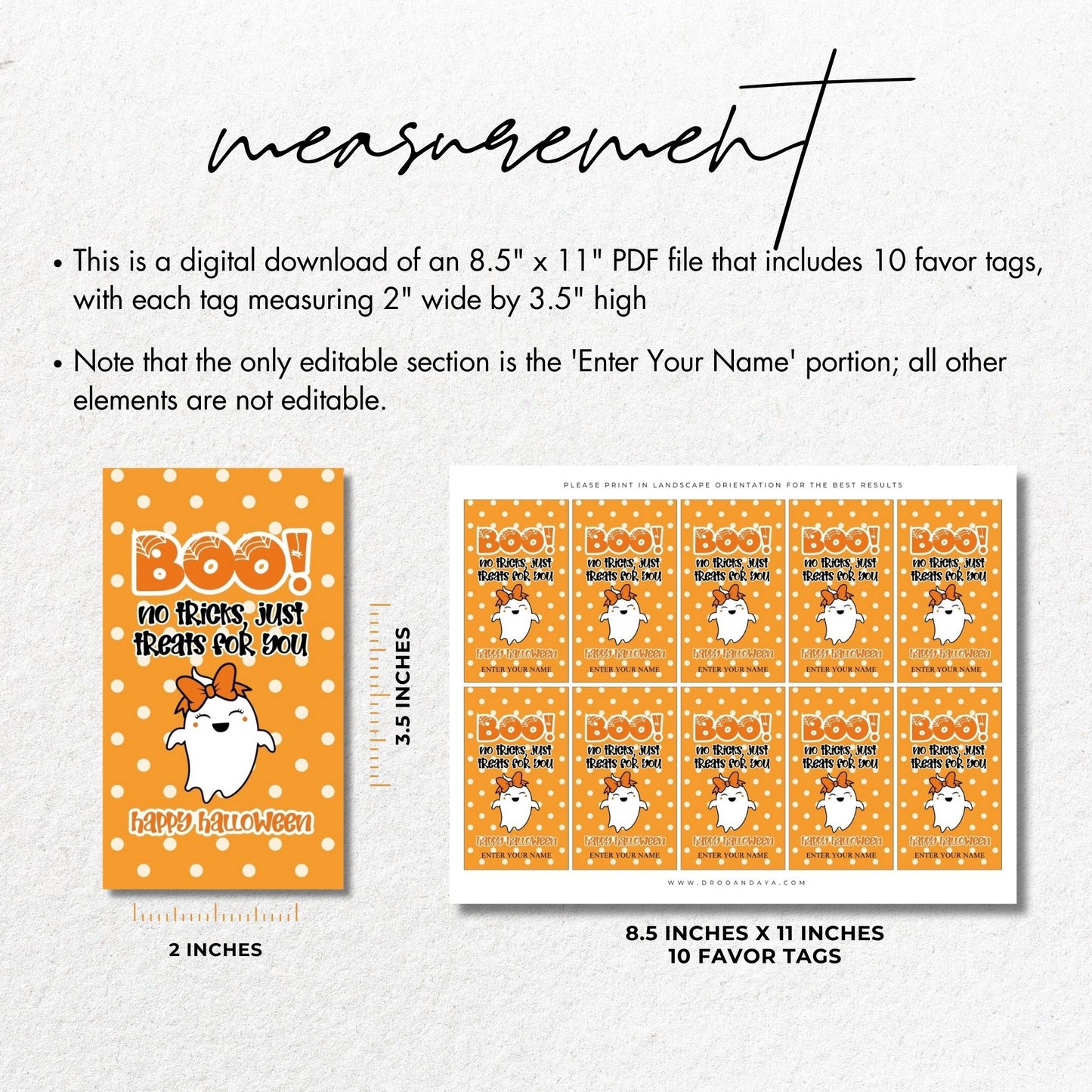 Boo! No Tricks Just Treats For You Halloween Favor Tag