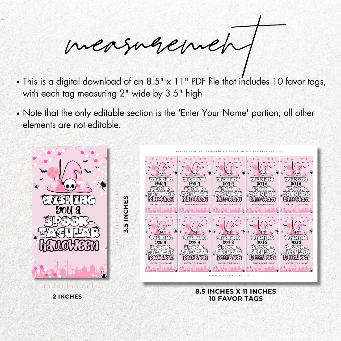 Wishing You a Spooktacular Halloween Favor Tag