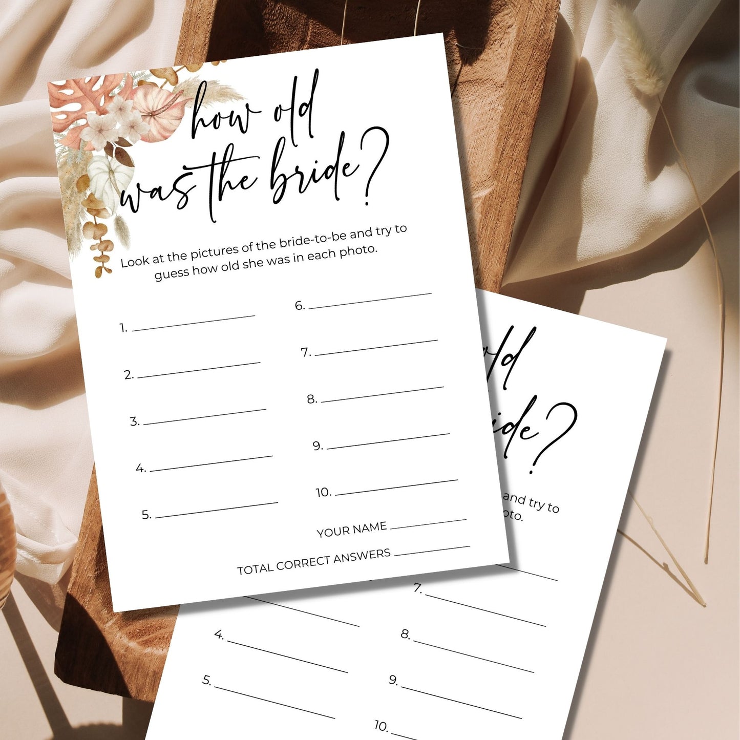 How Old Was the Bride Photo Game - Boho Floral