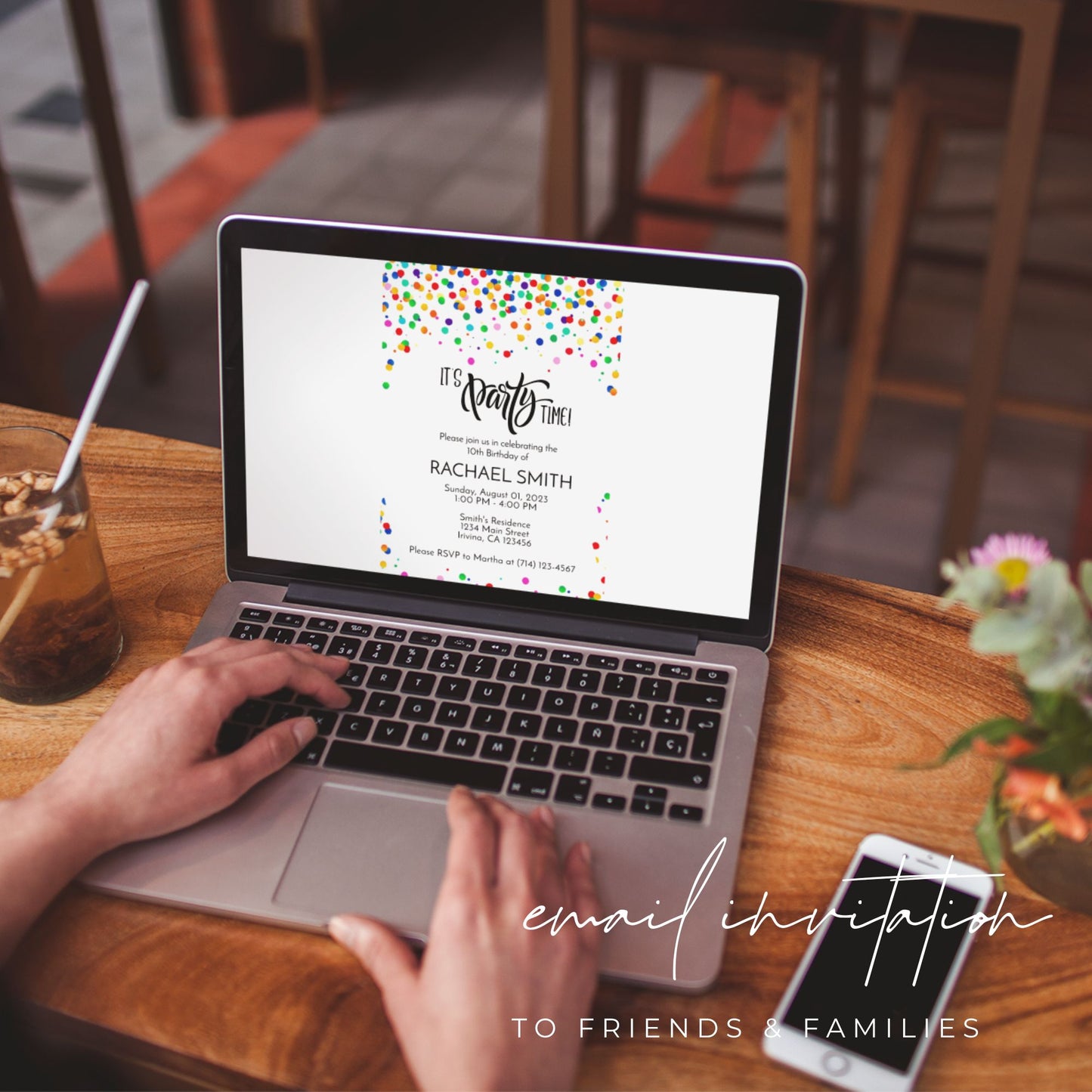 Confetti Theme Birthday Invitation Template