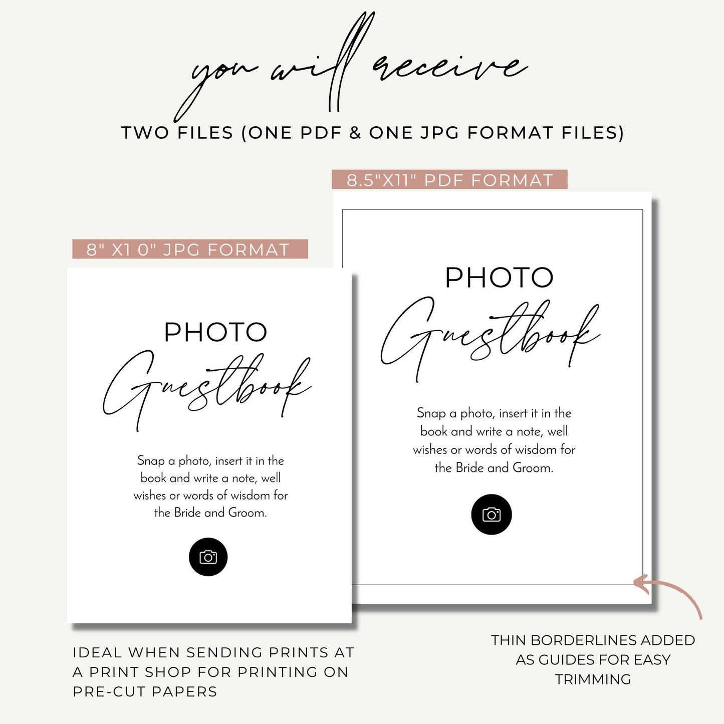 Minimalist Photo Guestbook Printable Sign 8x10