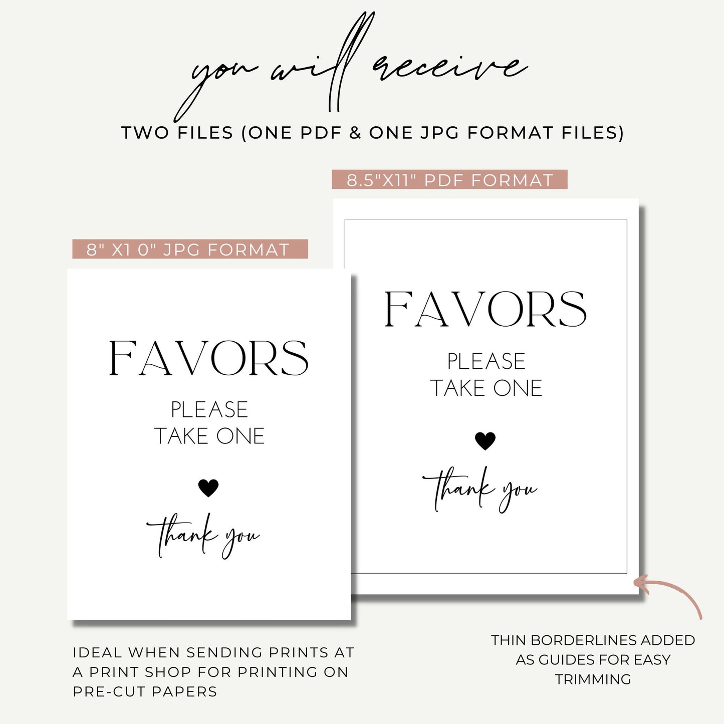 Favors Sign Printable - Minimalist
