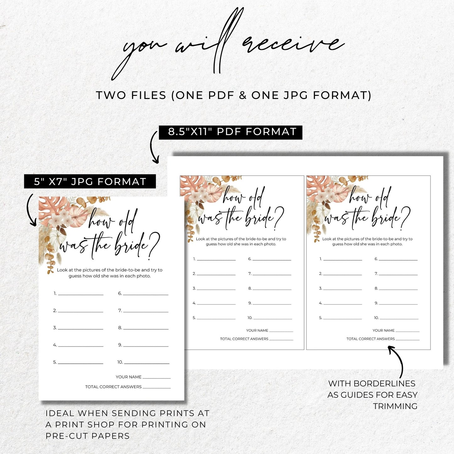 How Old Was the Bride Photo Game - Boho Floral