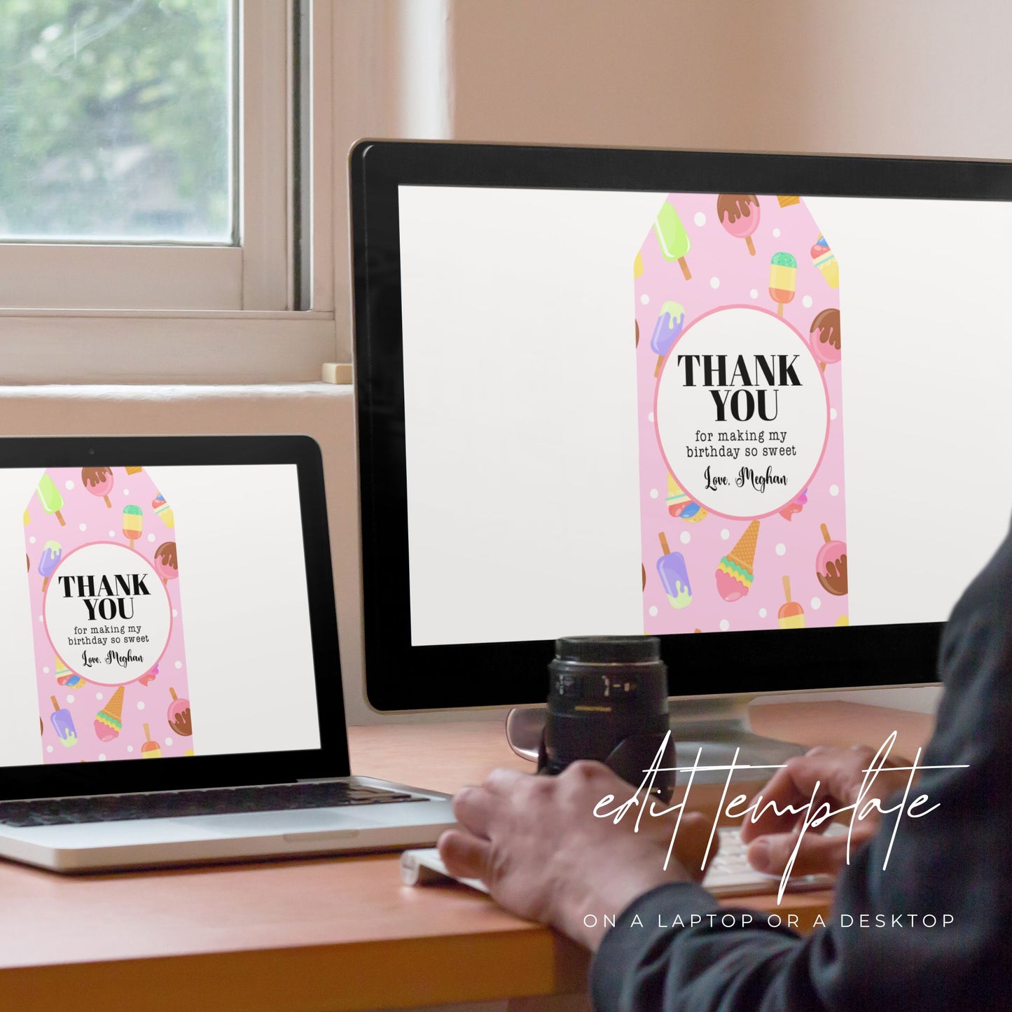 Ice Cream Birthday Thank You Tags Template
