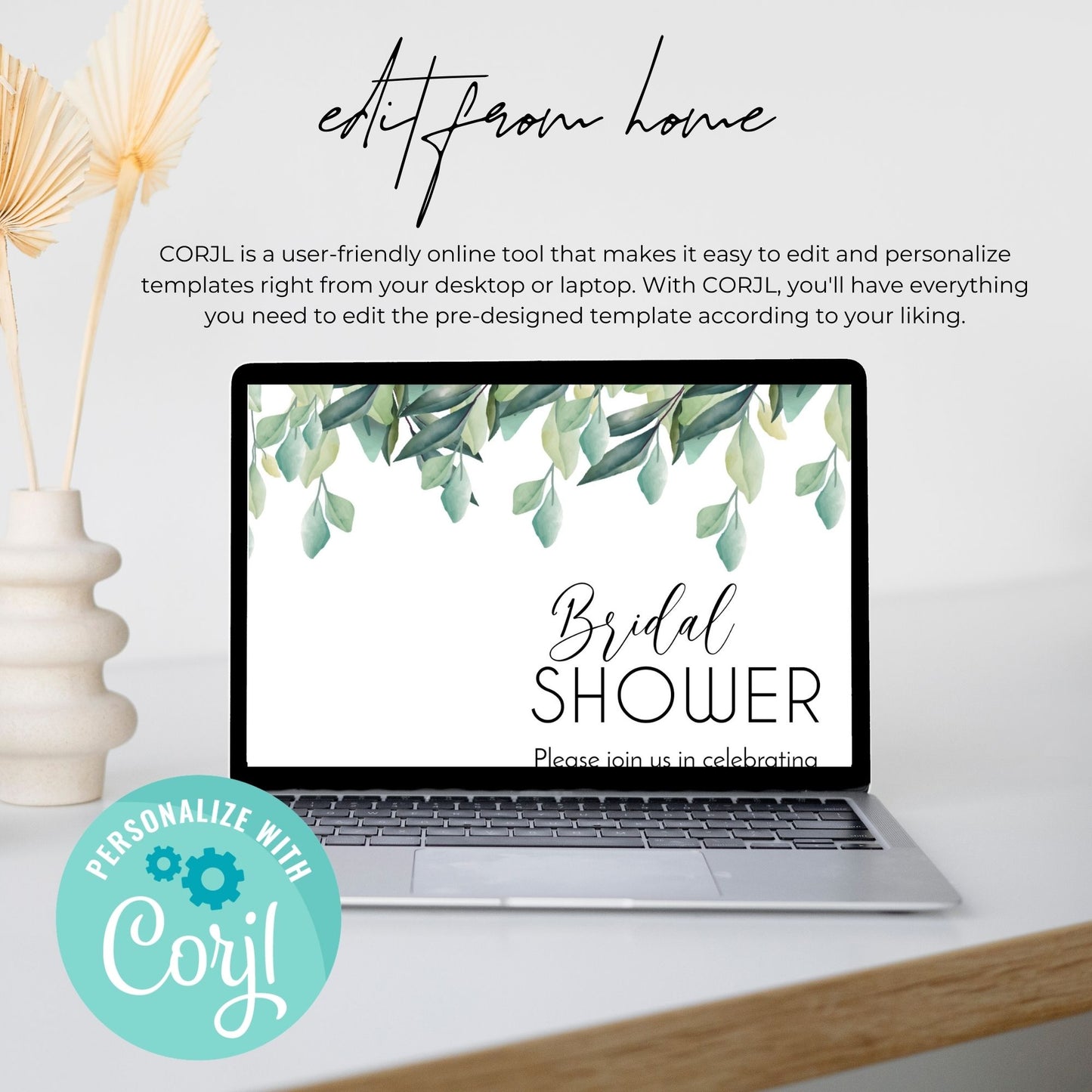 Bridal Shower Invitation Template Greenery