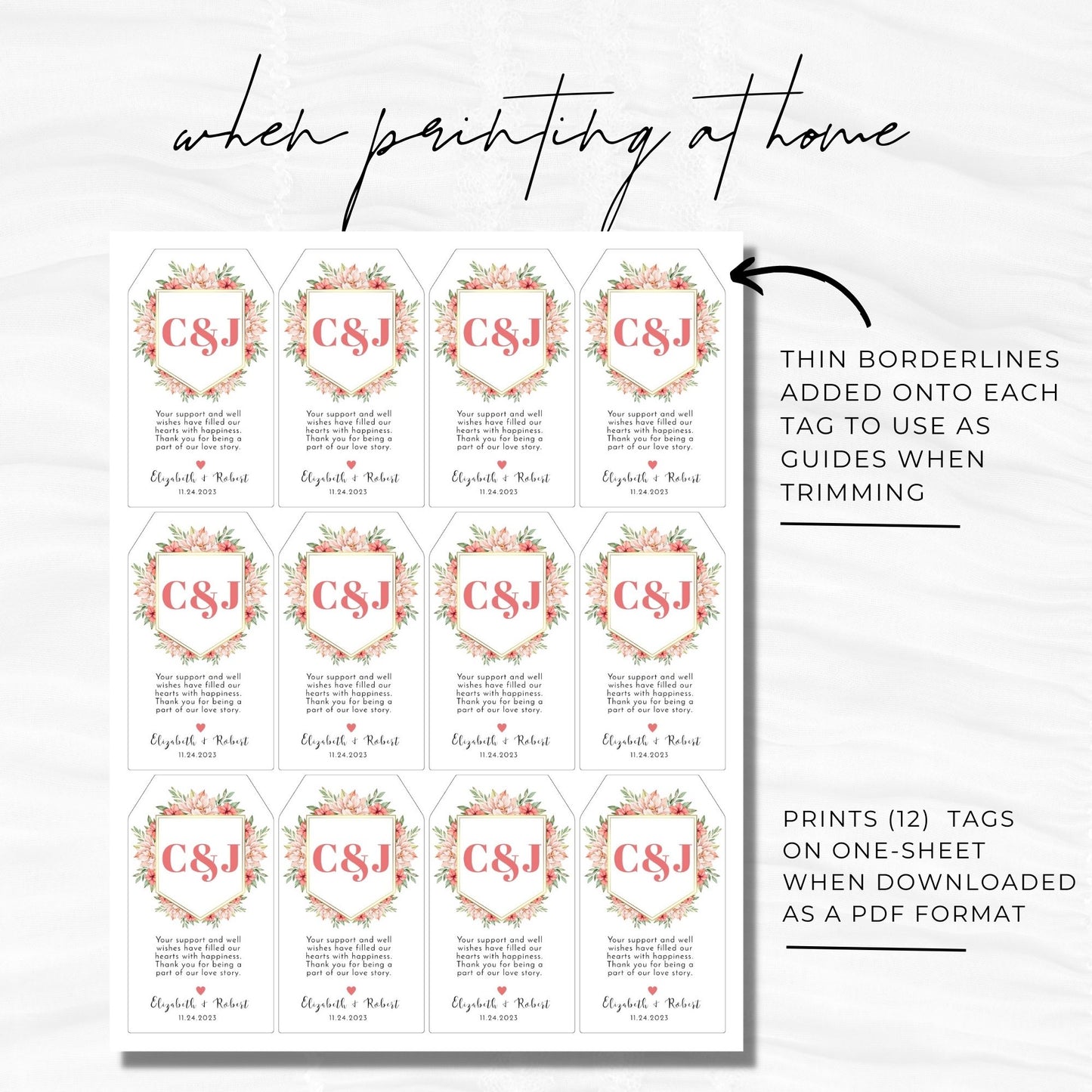 Floral Thank you Tag Template