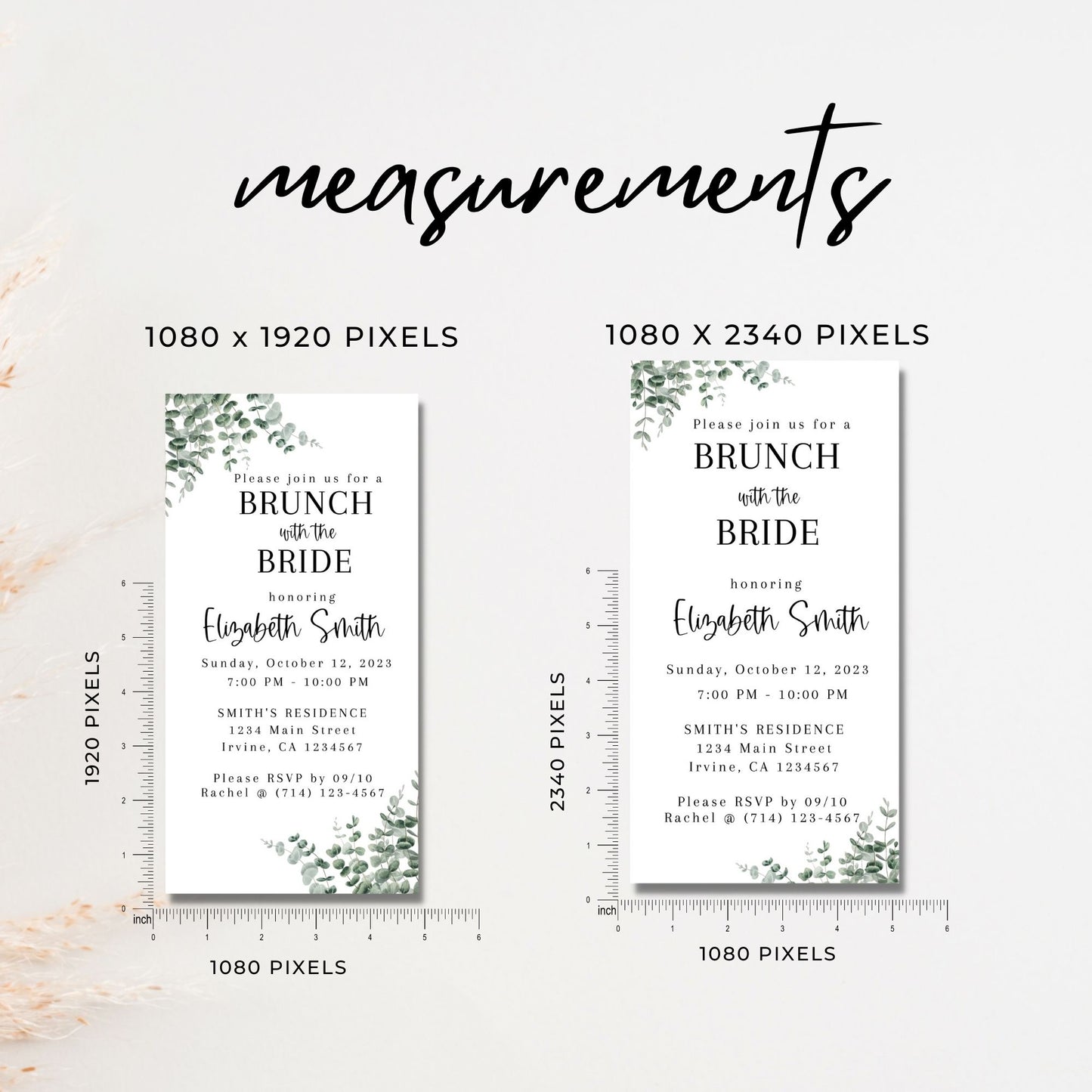 Eucalyptus Bridal Shower Electronic Smartphone Invitation