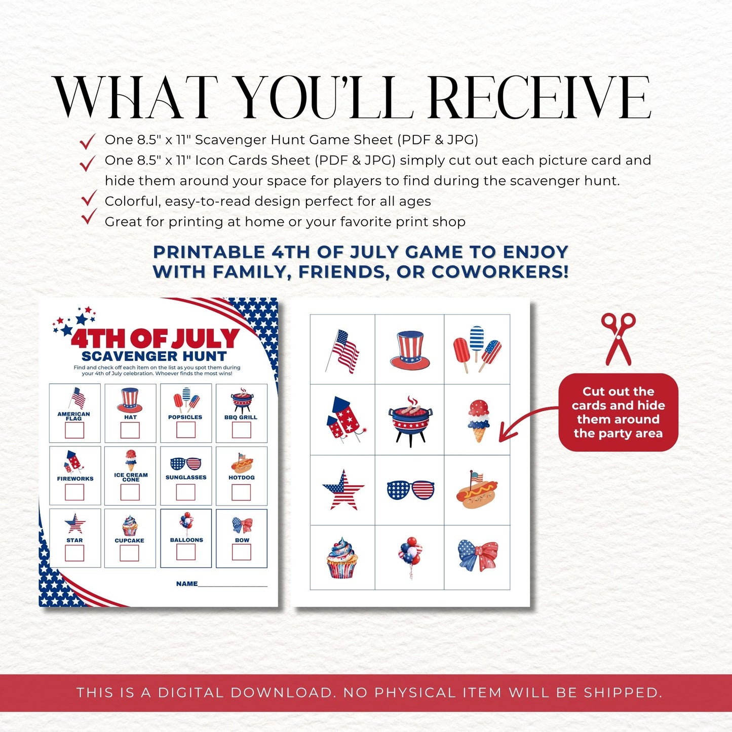 4th of July Scavenger Hunt Game 8.5x11