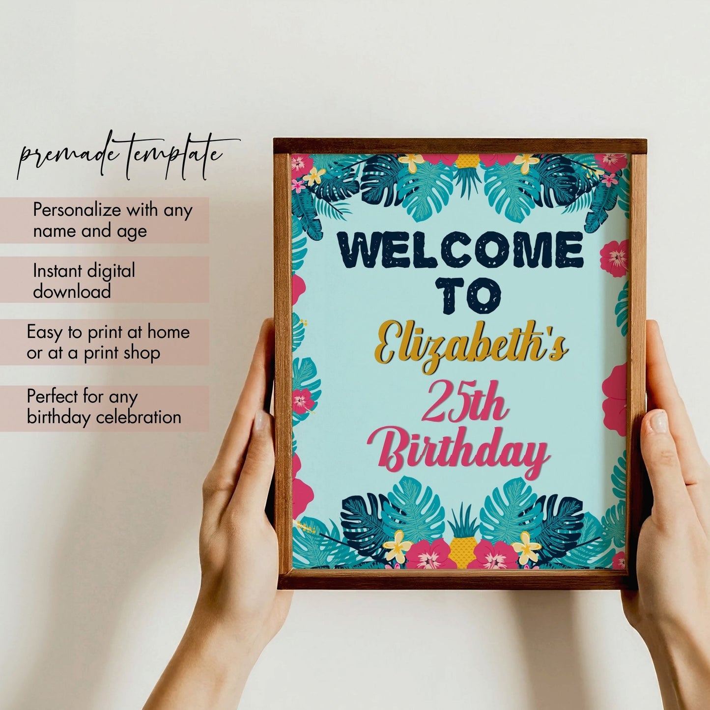 Tropical 8x10 Birthday Sign Template