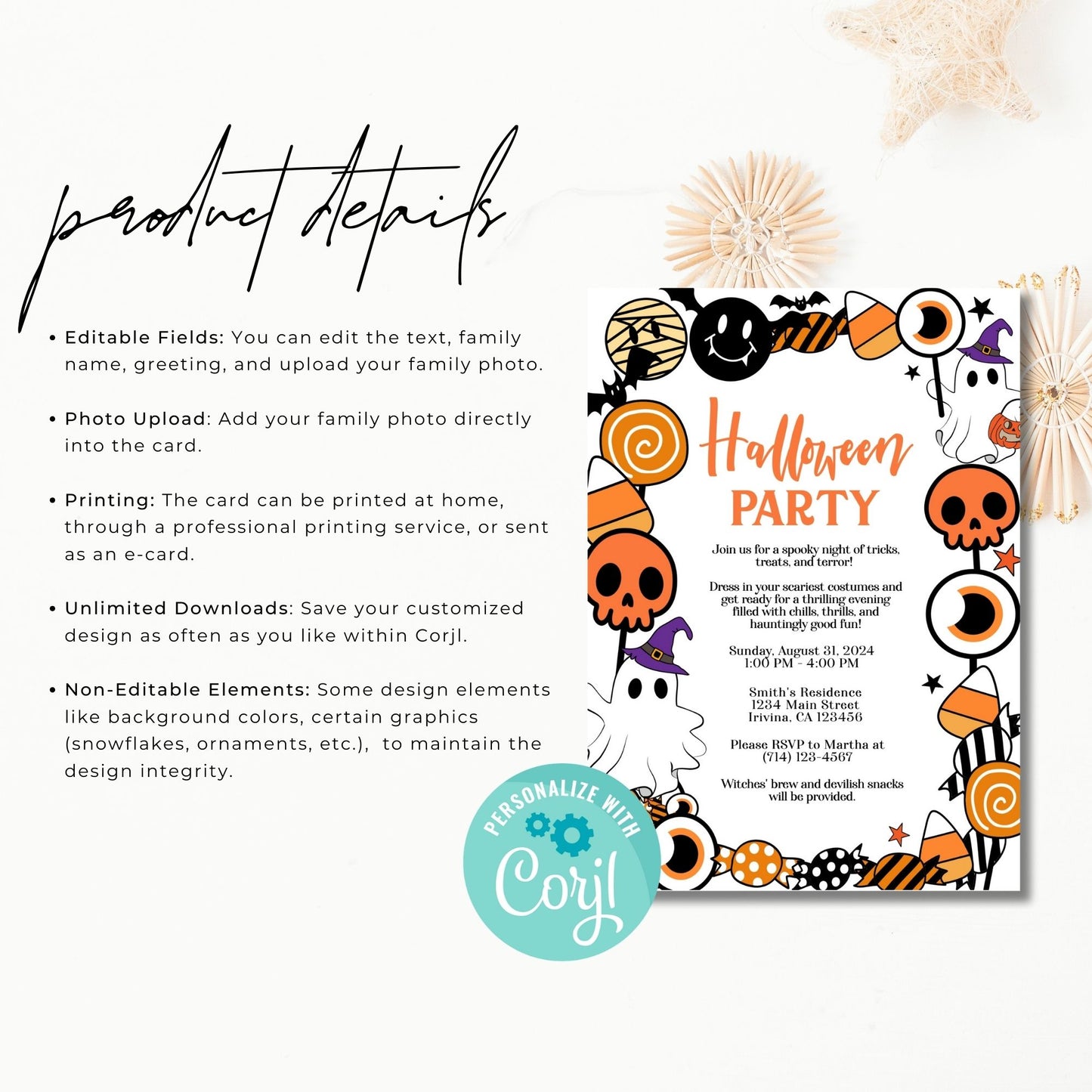 Candy-Themed Spooky Halloween Invite