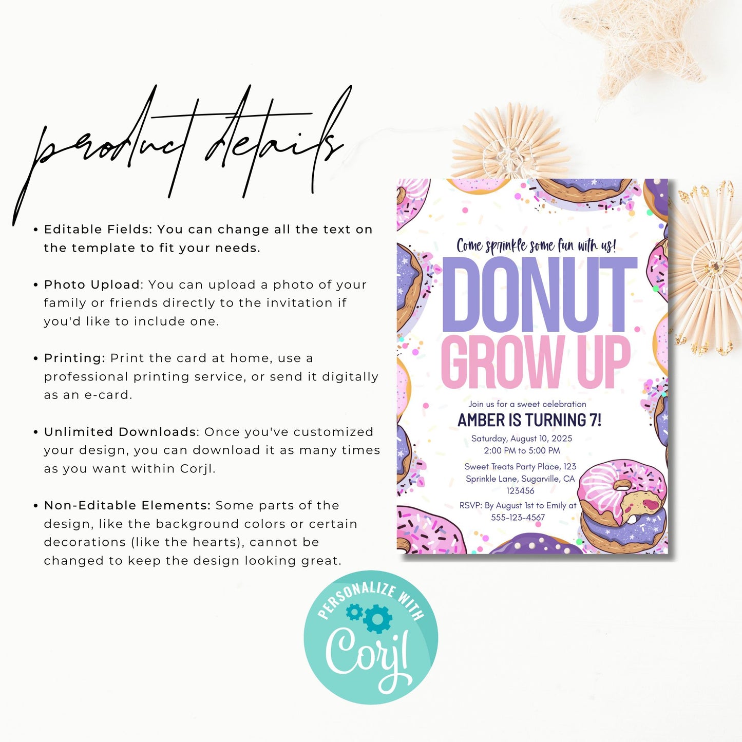 Donut Birthday Invitation Template Donut Grow Up Party Invite 5x7