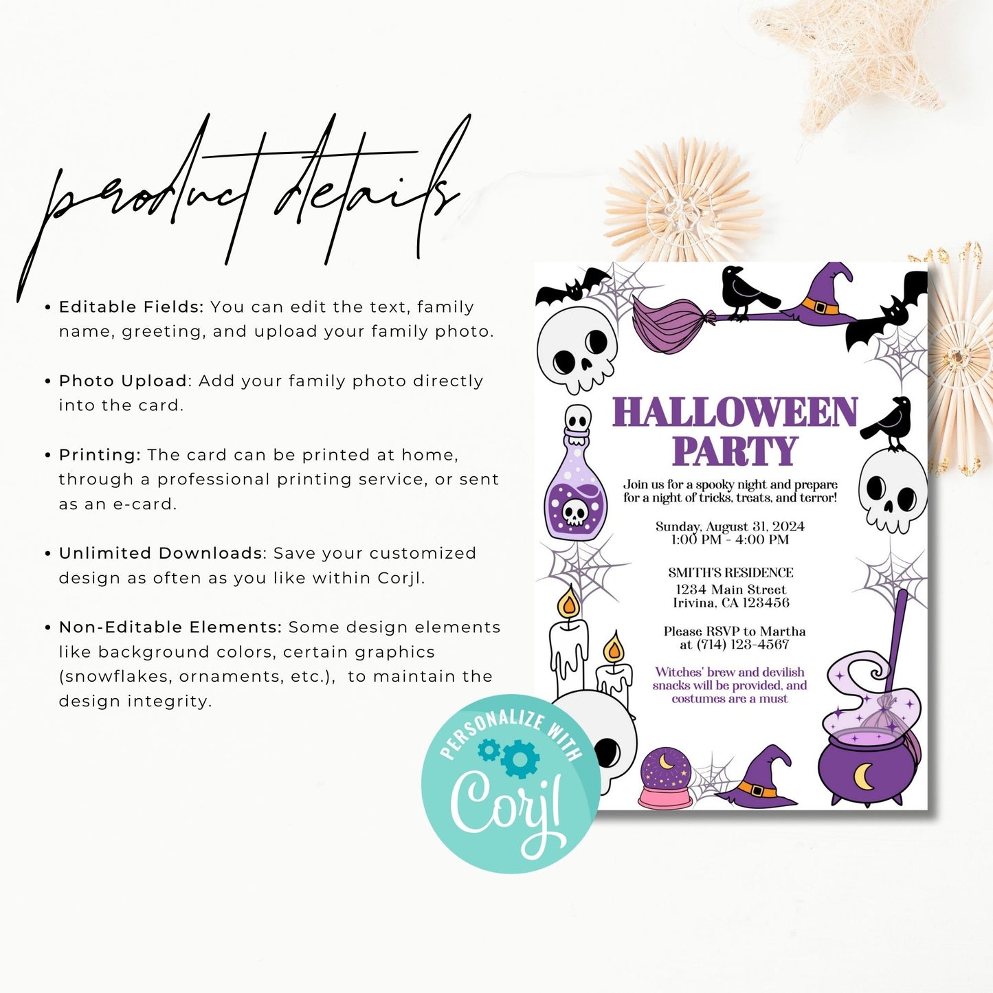Editable Halloween Party Invitation Template