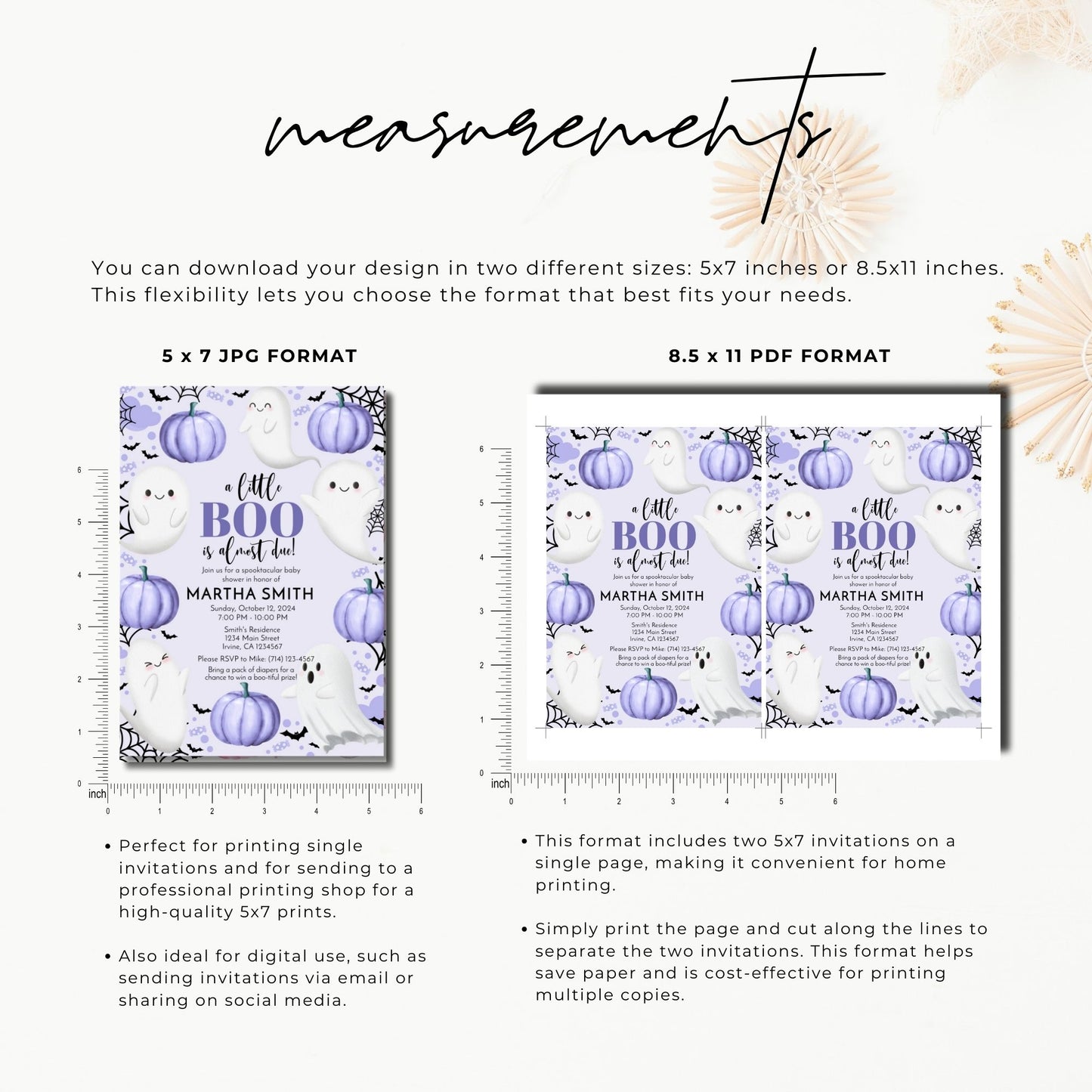 A Little Boo is Almost Due! Purple Ghost Baby Shower Invitation Purple