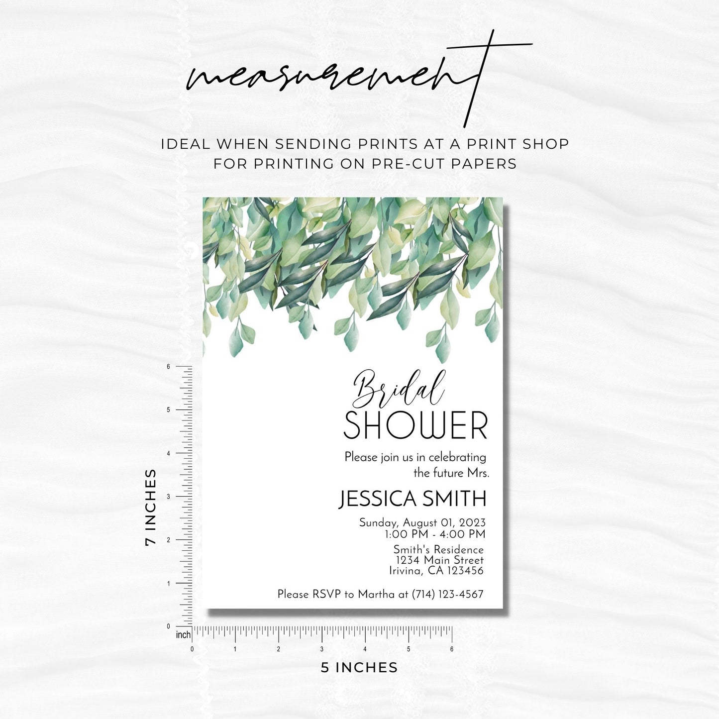 Bridal Shower Invitation Template Greenery