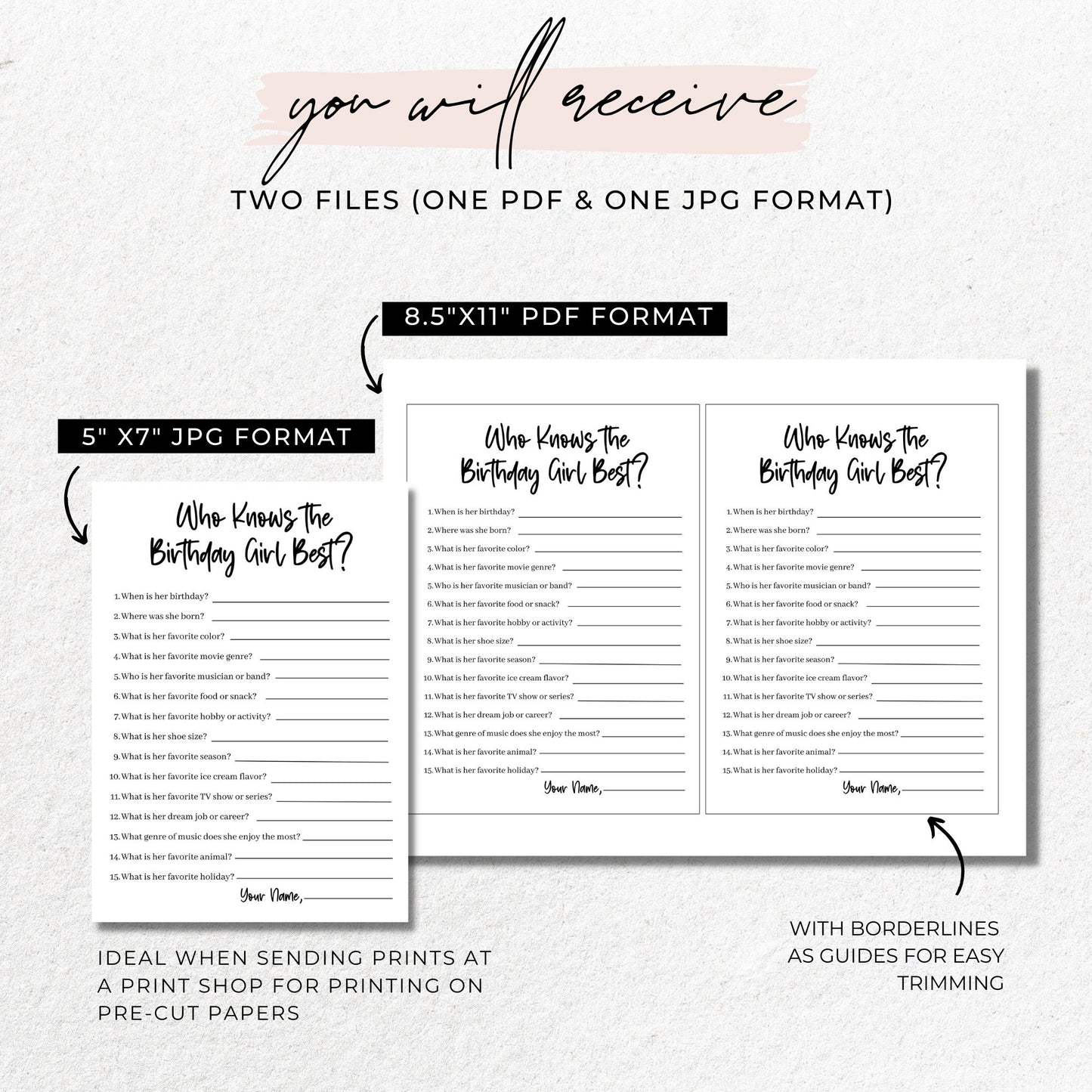 Who Knows the Birthday Girl Best Printable Game