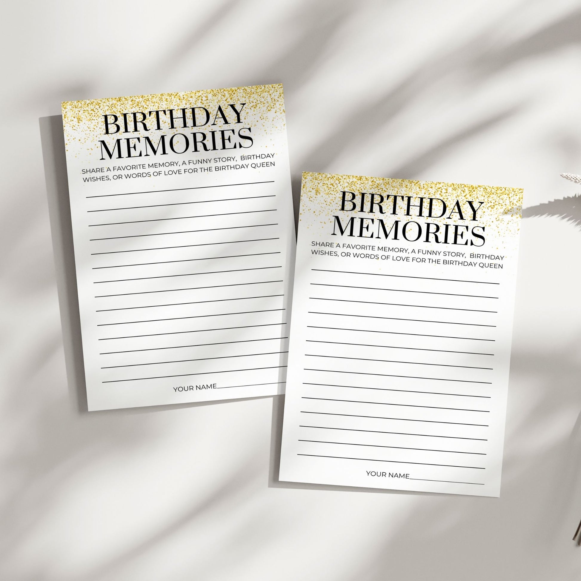 Birthday Memories Card, Printable Birthday Party Activity, Share Favorite Memories or Wishes for the Birthday Girl, Instant Download