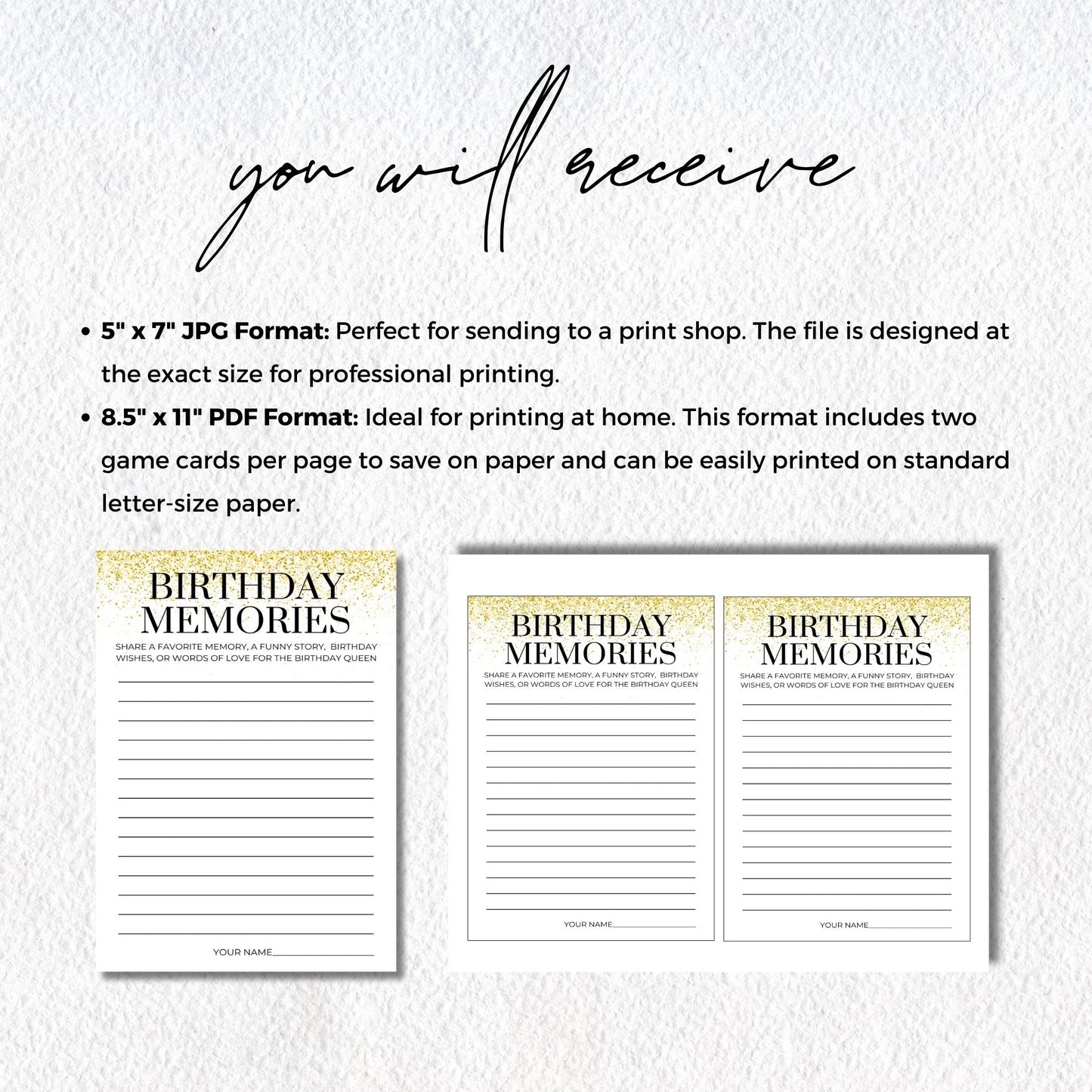 Printable Birthday Memories Card