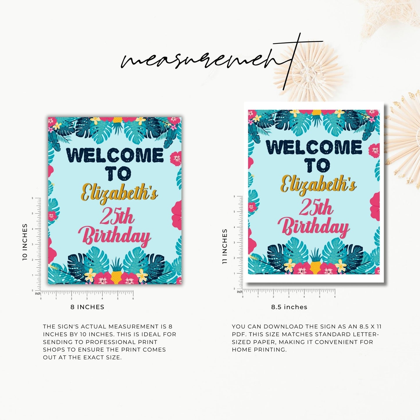 Tropical 8x10 Birthday Sign Template