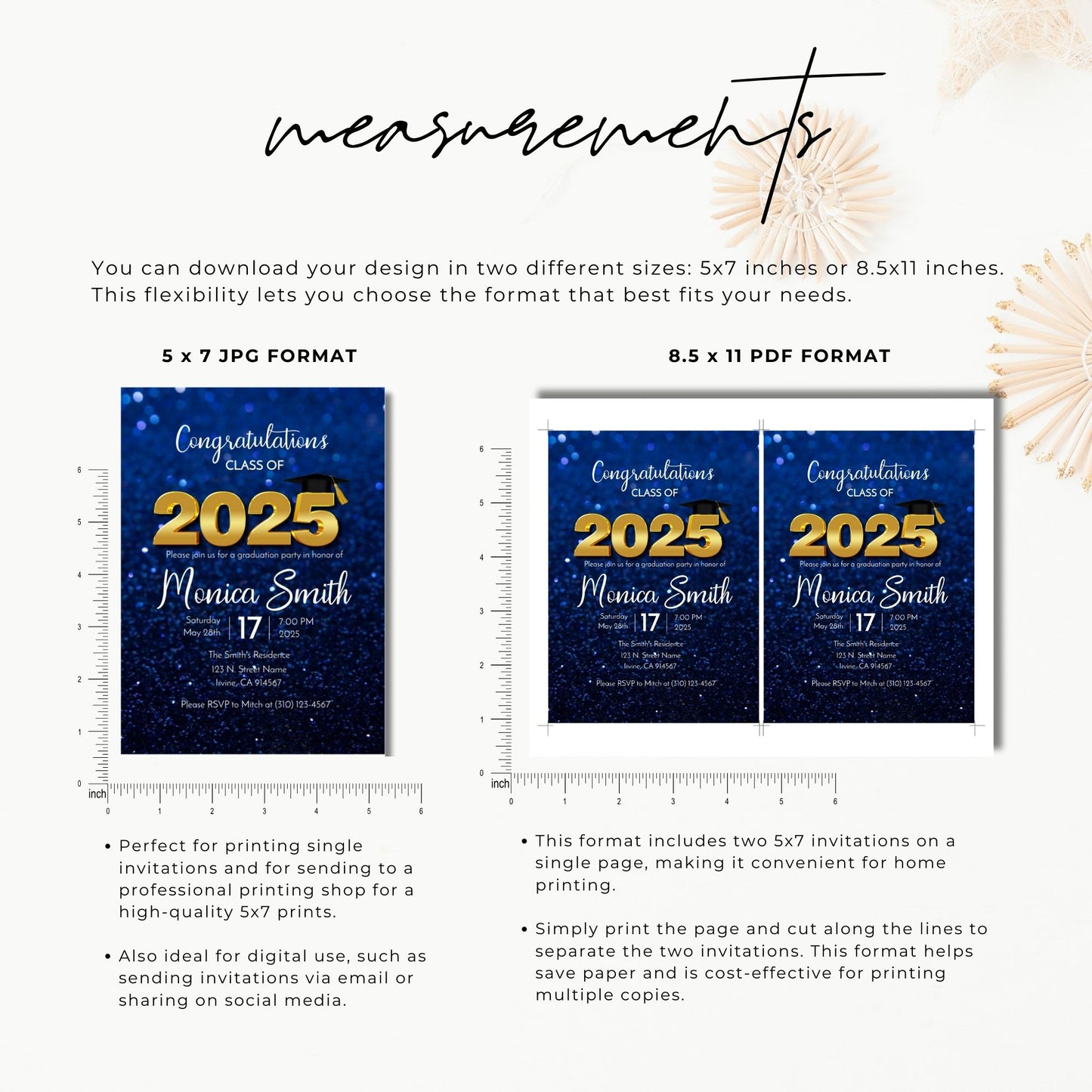Class of 2025 Graduation Invitation Template Blue