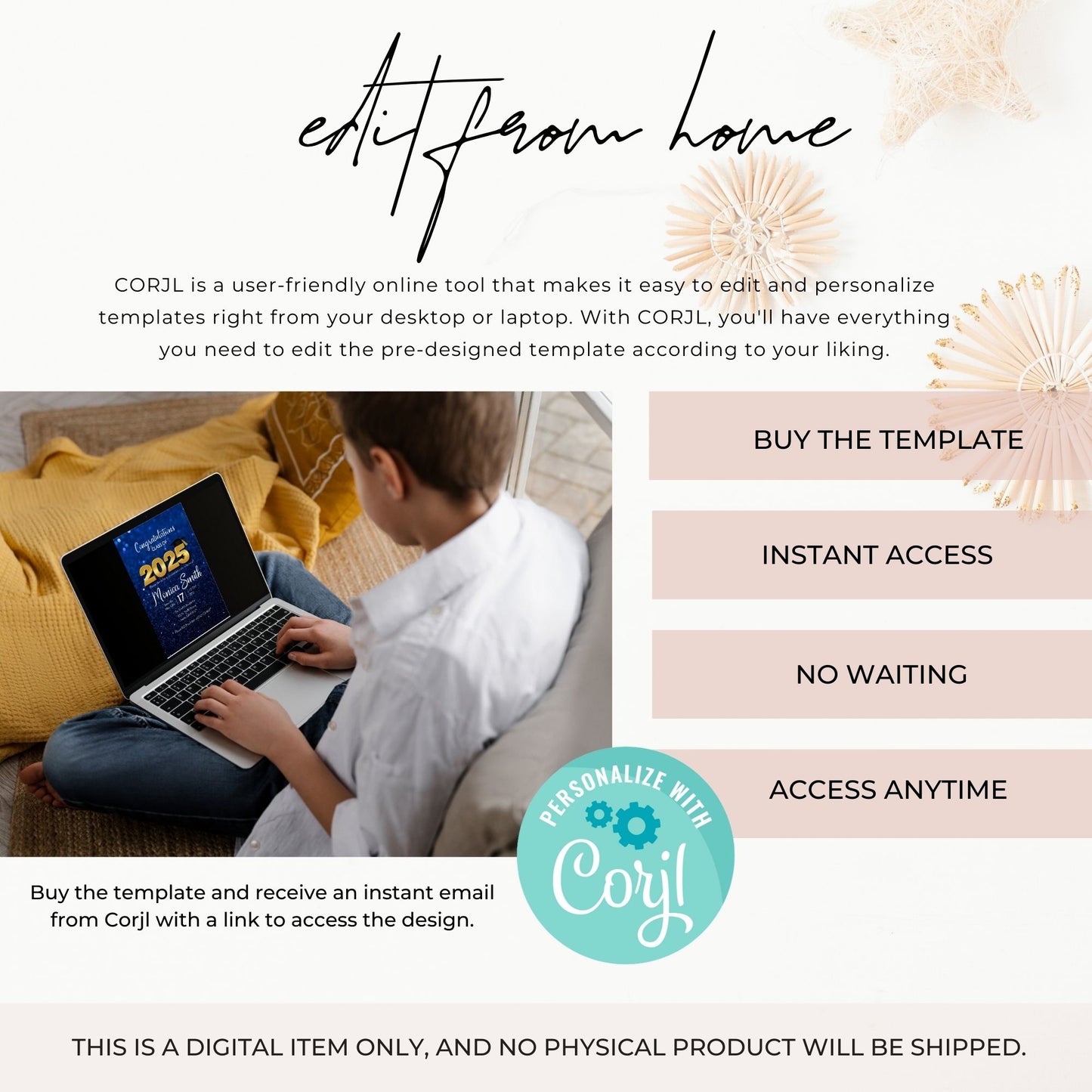 Class of 2025 Graduation Invitation Template Blue