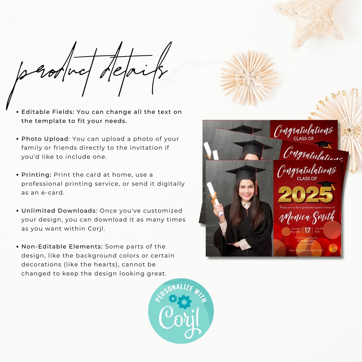 Class of 2025 Graduation Invitation Template