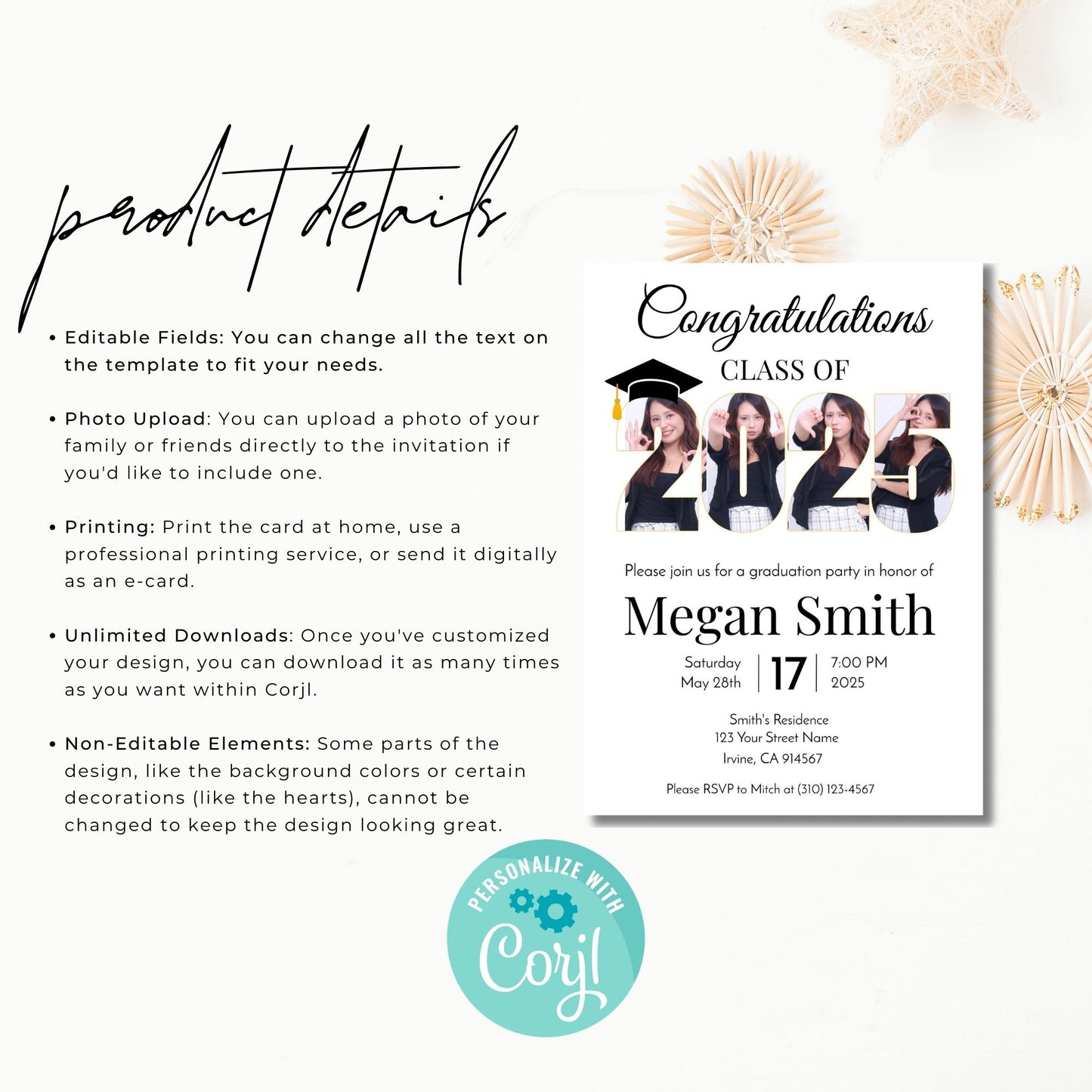 Class of 2025 Graduation Party Invitation Template