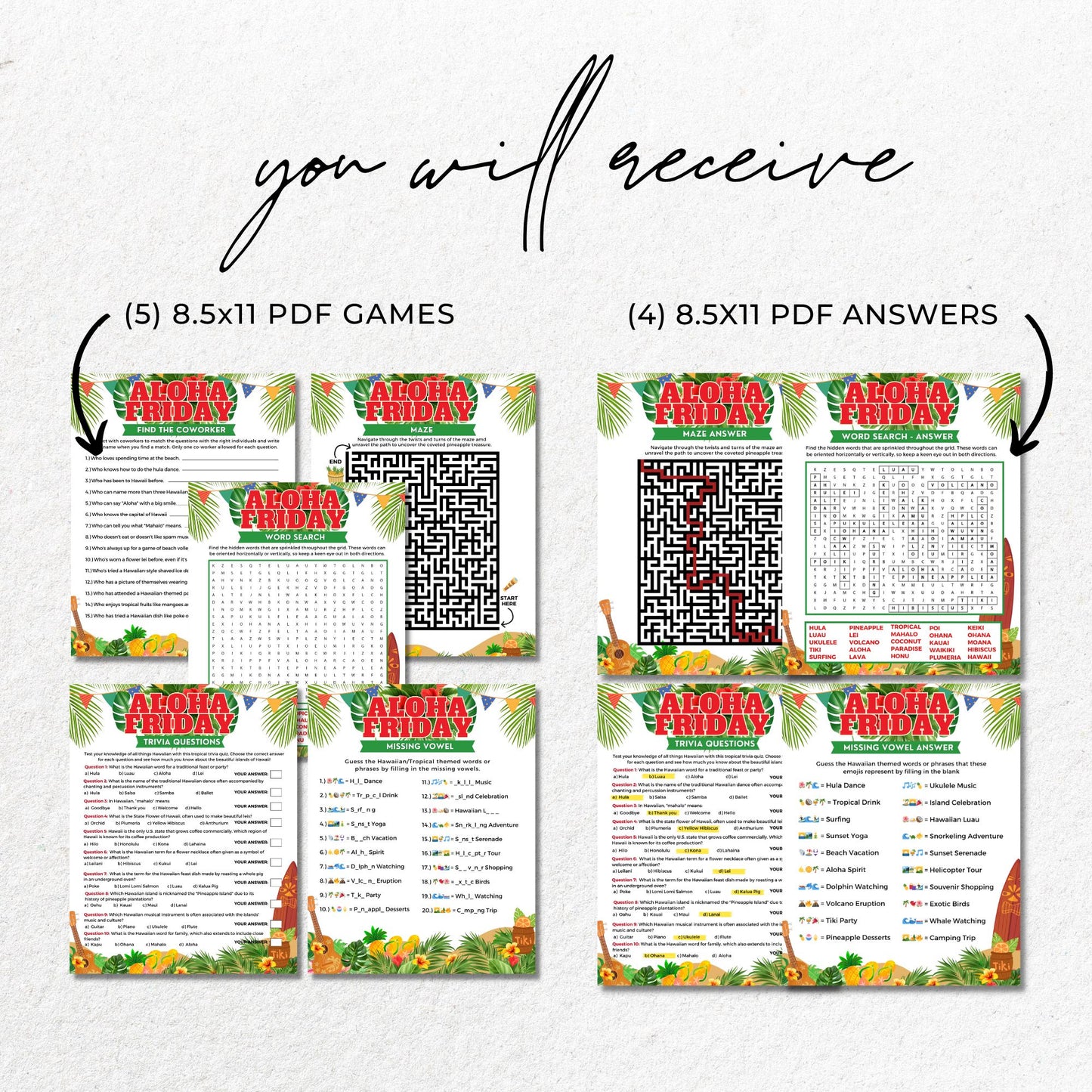 Aloha Friday Office Party Game Bundle