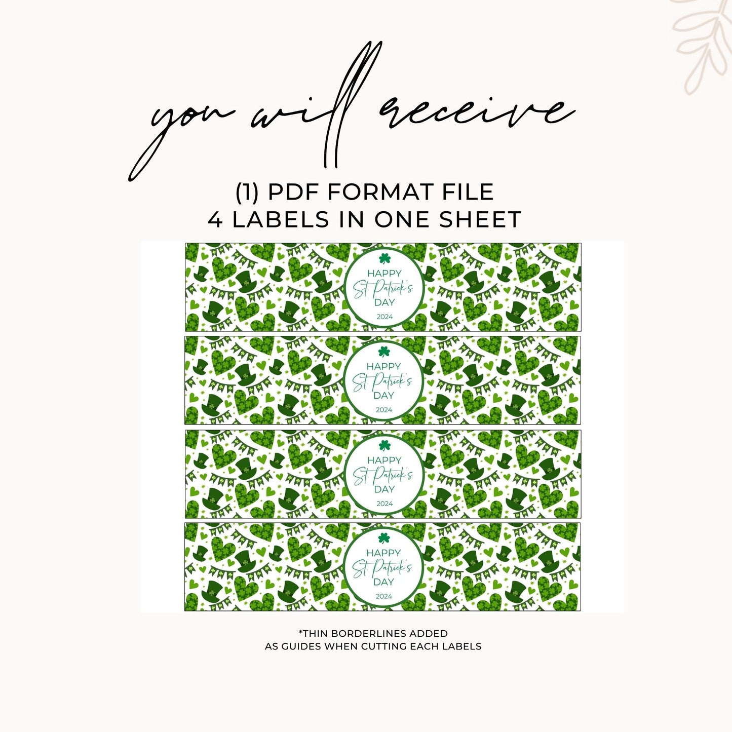 Happy St. Patrick's Day Printable Water Bottle Label 2024