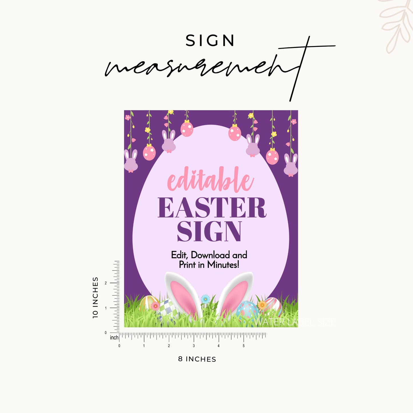 Easter Sign Editable Template 8x10