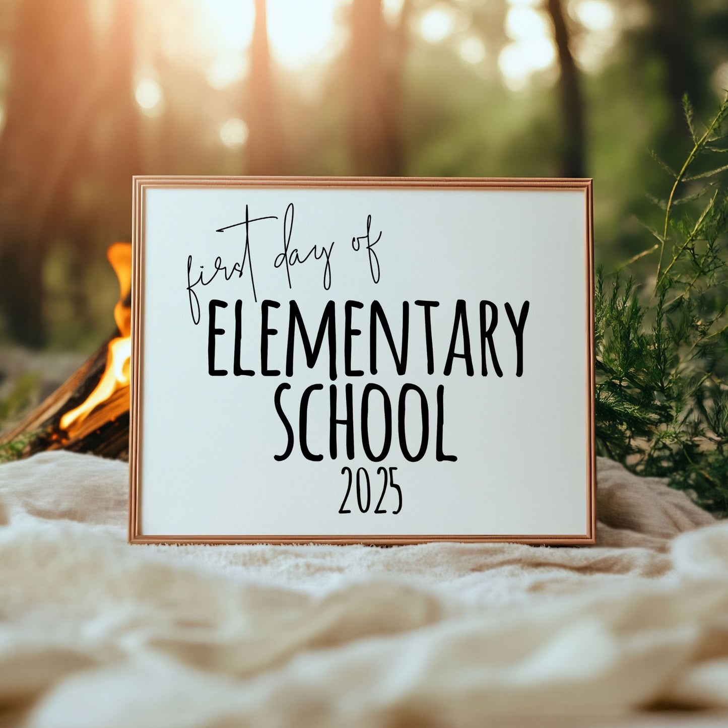 First Day of Elementary School 2025 Printable Sign 8x10 Digital Download Back-to-School Photo Prop Minimalist Black and White Design