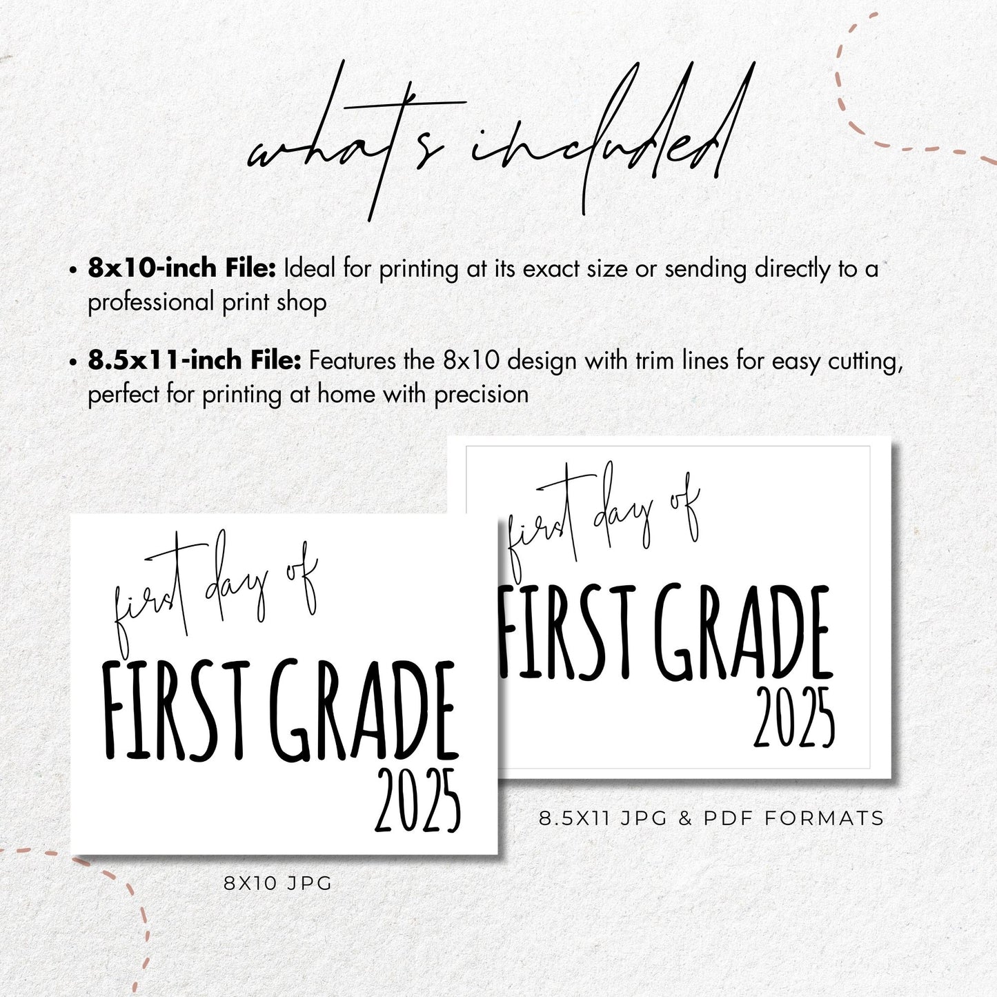 First Day of First Grade 2025 Printable Sign