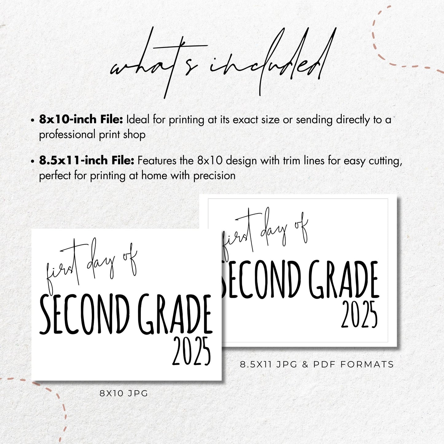 First Day of Second Grade 2025 Printable Sign