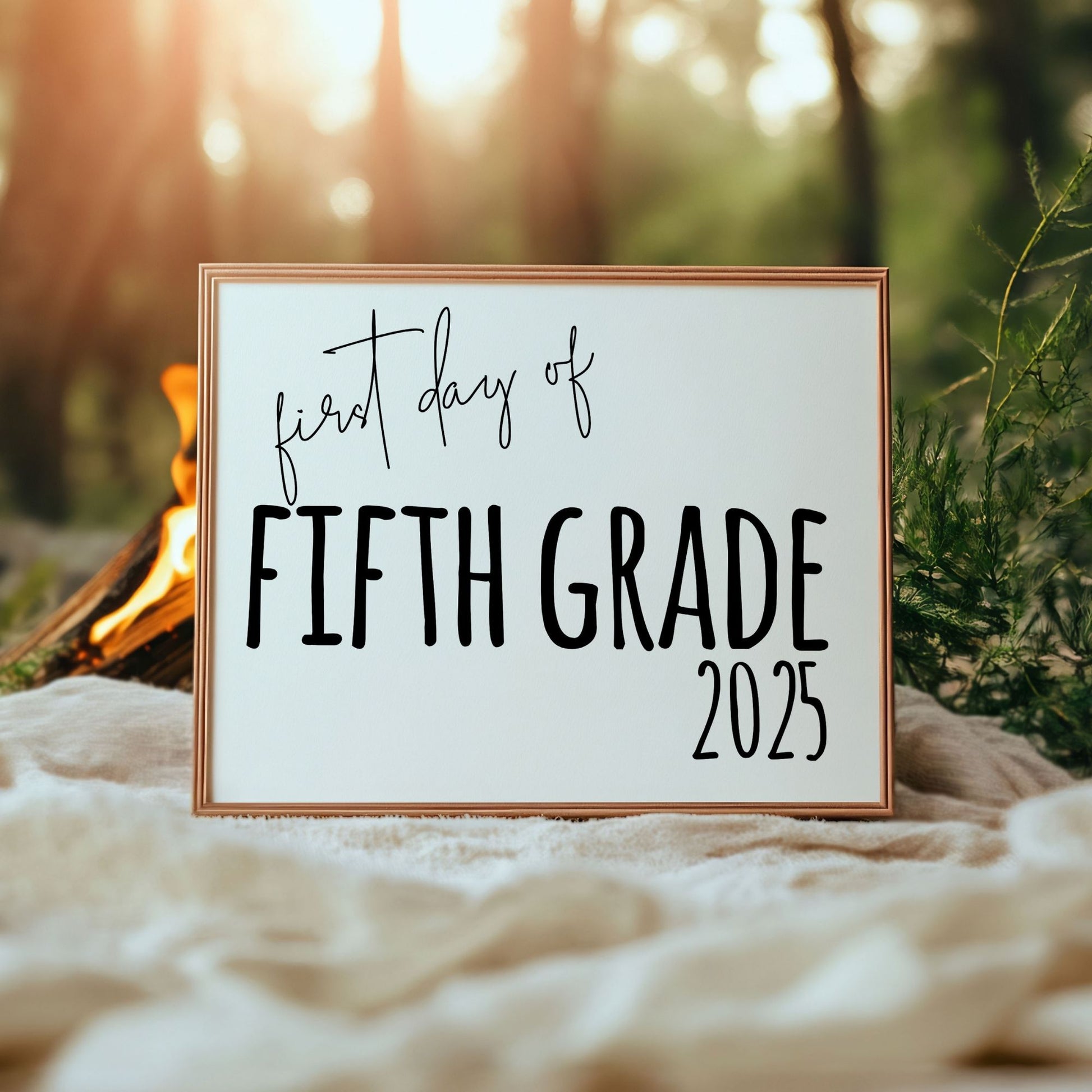 First Day of Fifth Grade 2025 Printable Sign 8x10 Minimalist Back-to-School Digital Download for Photo Props and Milestone Memories