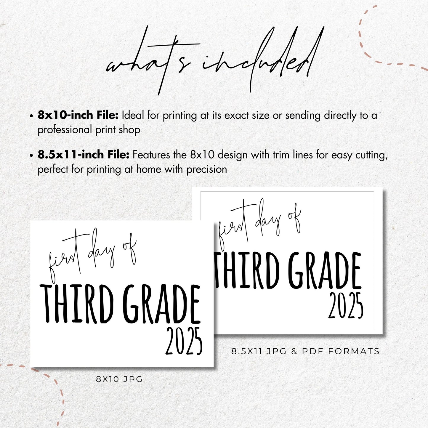 First Day of Third Grade 2024 Printable Sign
