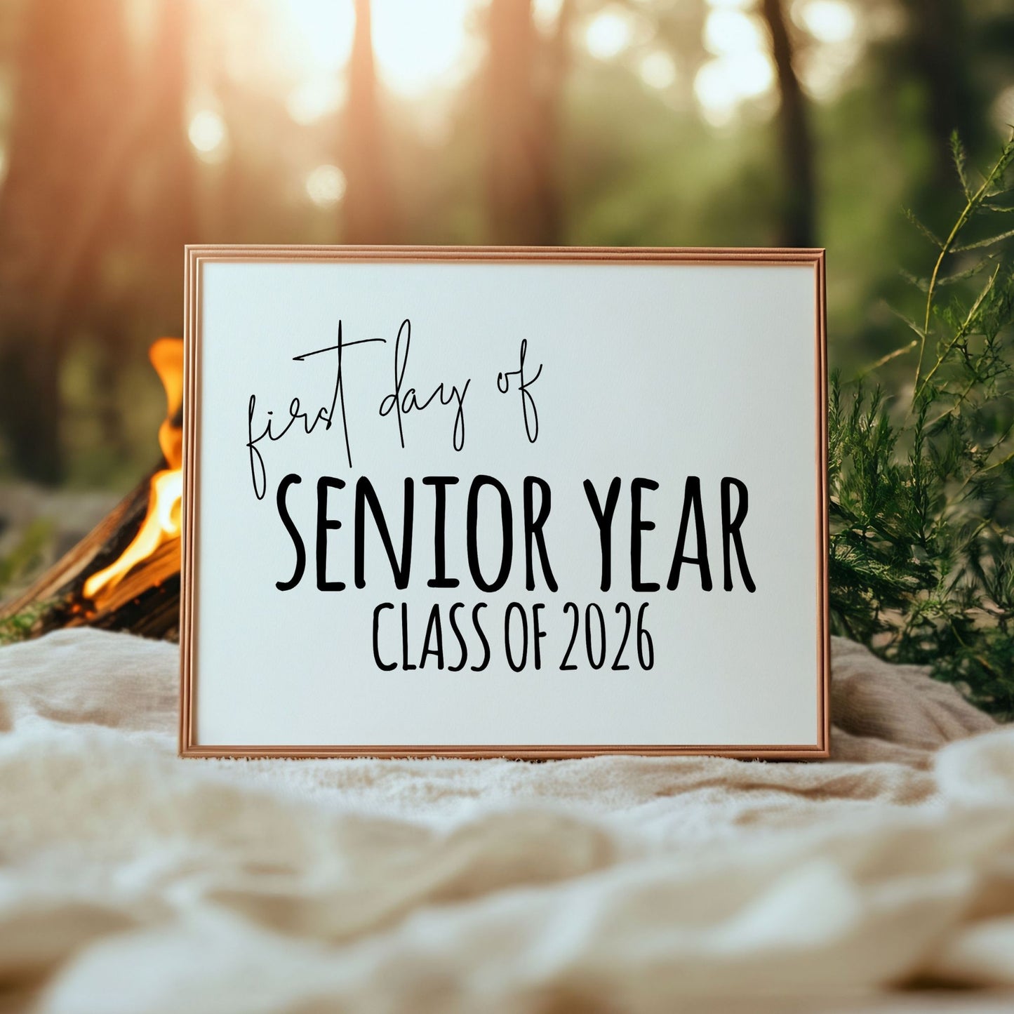 First Day of Senior Year Class of 2026 Printable Sign 8x10 Digital Download Minimalist Black and White Back-to-School Photo Prop