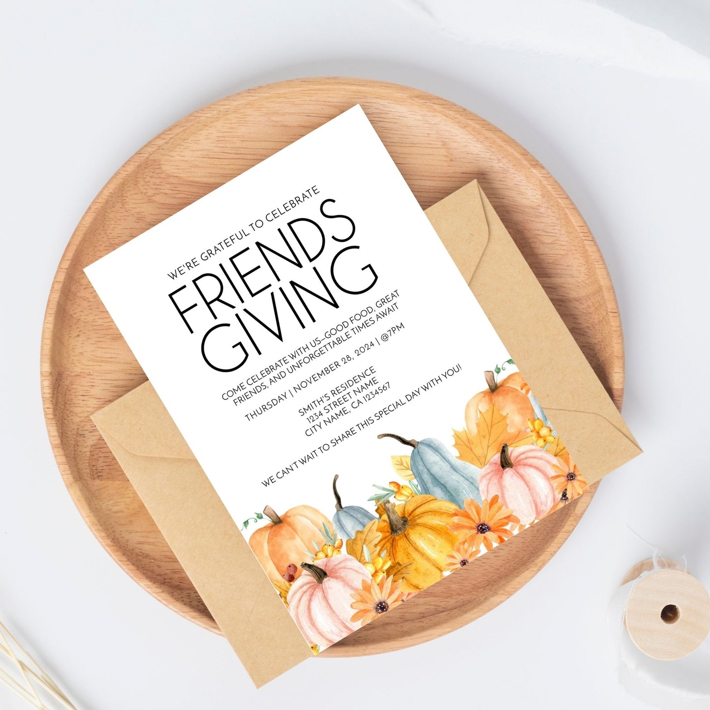 Friendsgiving Invitation Template Printable - Editable Fall Gathering Invite - Autumn Friendsgiving Party Digital Download