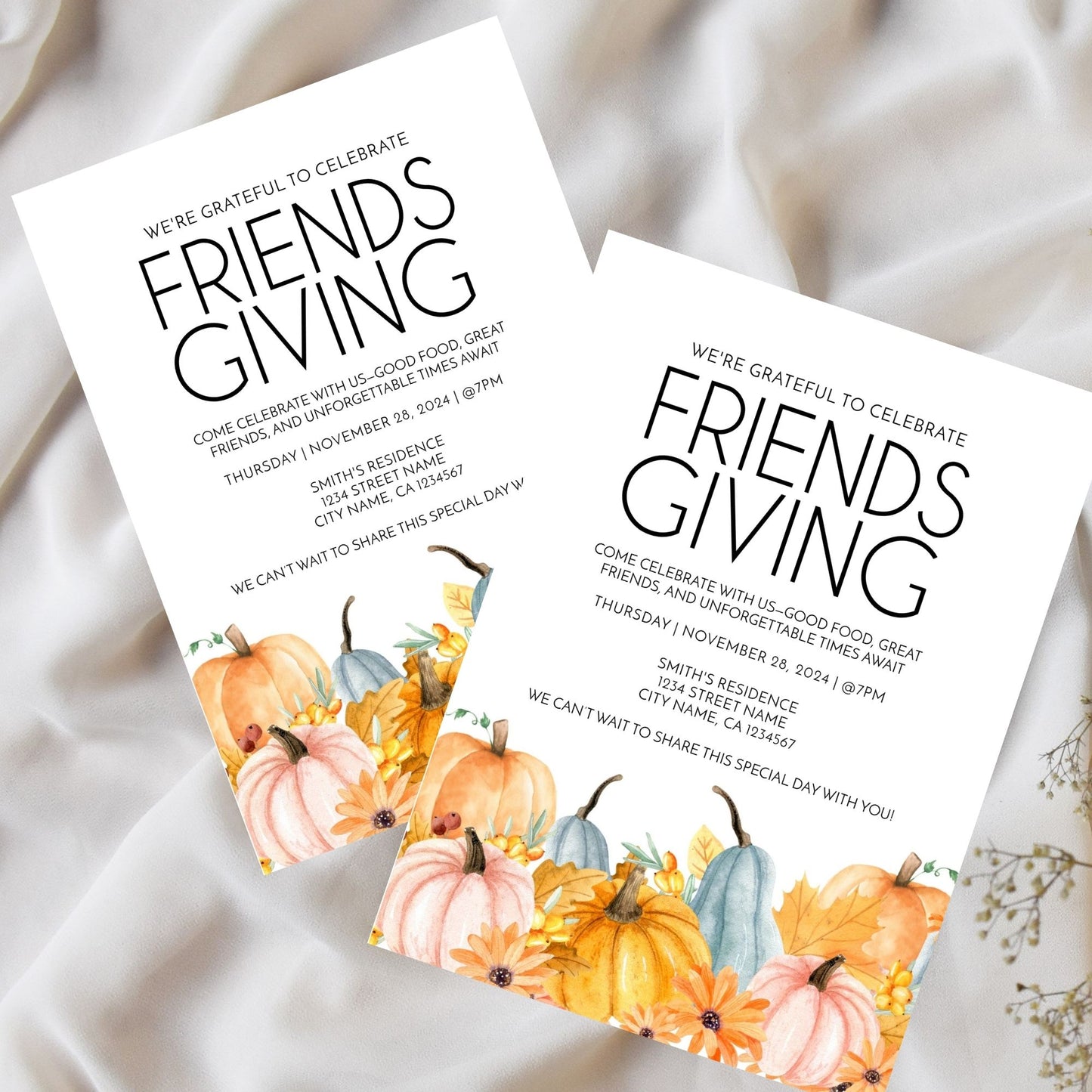 Friendsgiving Invitation Template Printable - Editable Fall Gathering Invite - Autumn Friendsgiving Party Digital Download