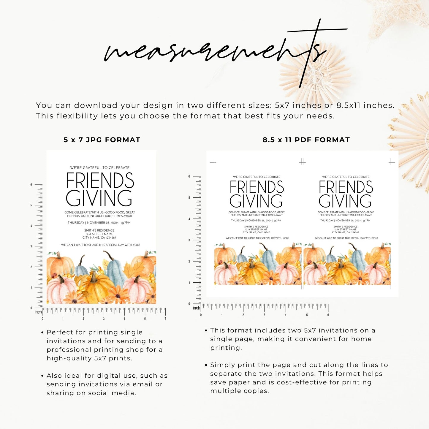 Friendsgiving Invitation Template Printable - Editable Fall Gathering Invite - Autumn Friendsgiving Party Digital Download