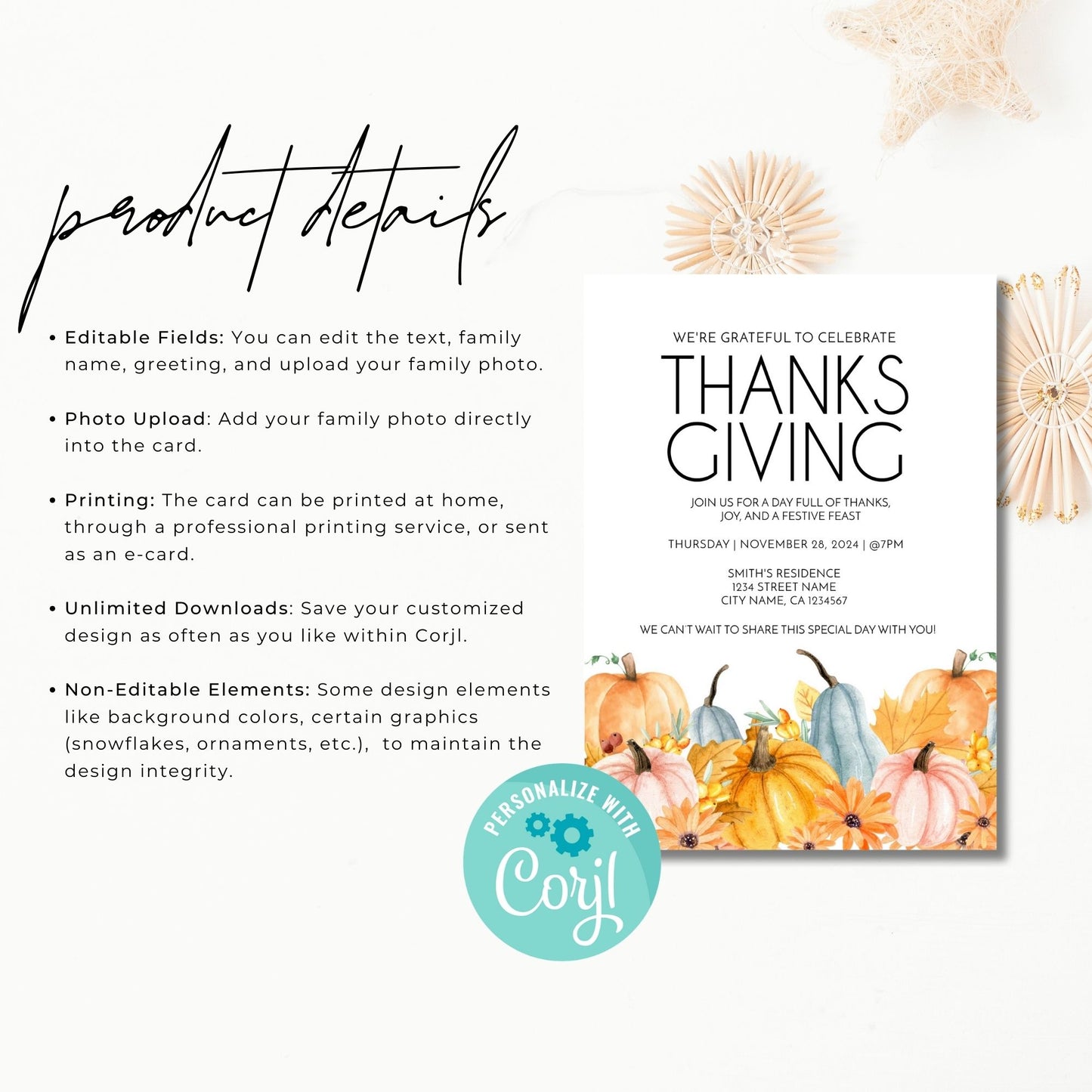 Friendsgiving Invitation Template Printable 5x7