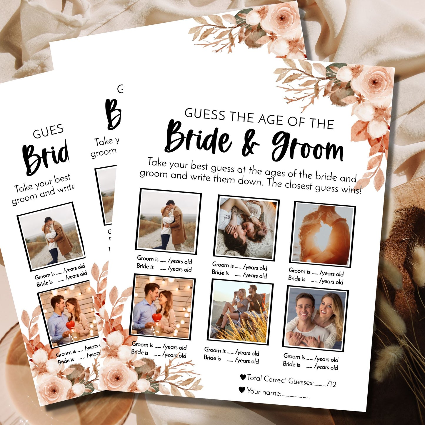 Guess the Age of the Bride and Groom Game Template