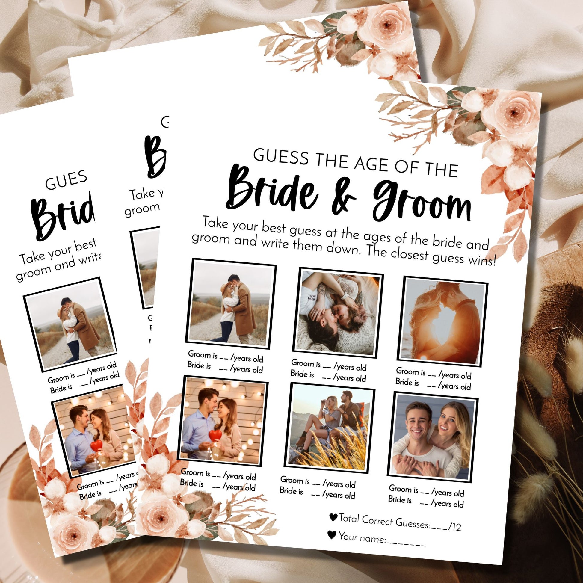 Guess the Age of the Bride and Groom Game Template