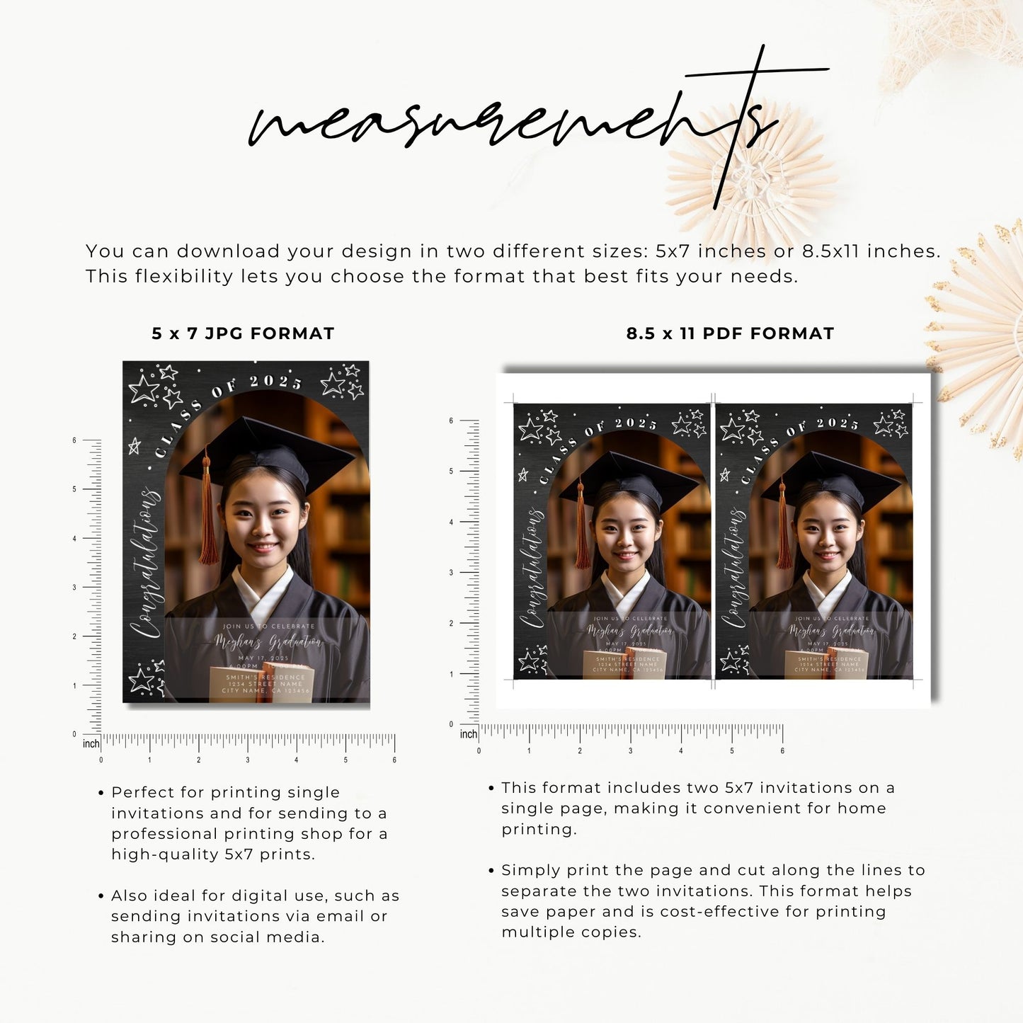 Editable Class of 2025 Graduation Invitation Template
