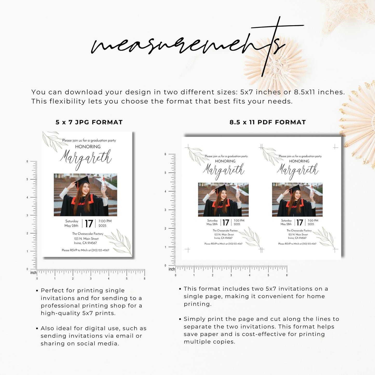 Graduation Party Invitation Template, Editable Digital Invite for Class of 2025, Modern Printable Grad Announcement, Instant Download