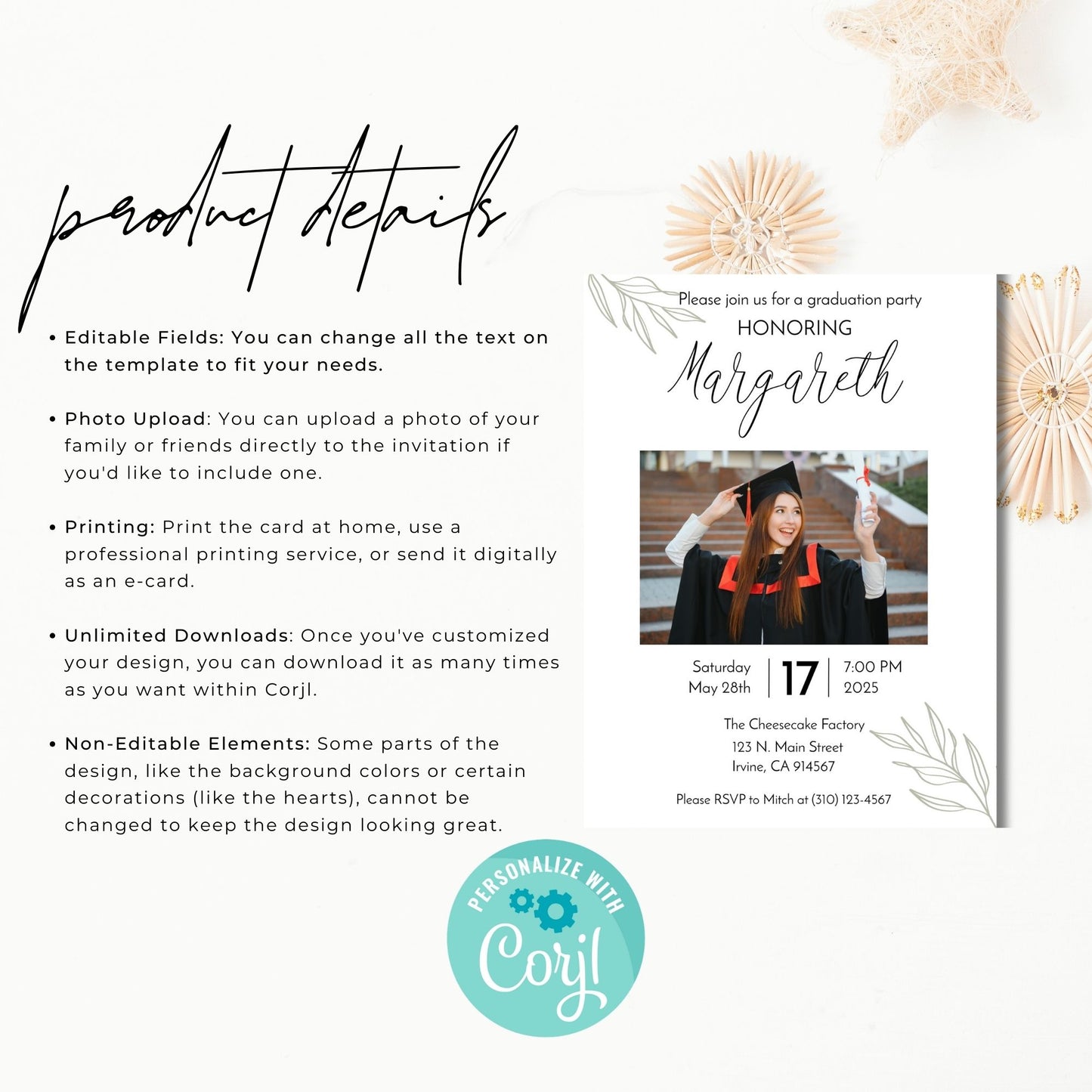 Graduation Party Invitation Template Class of 2025